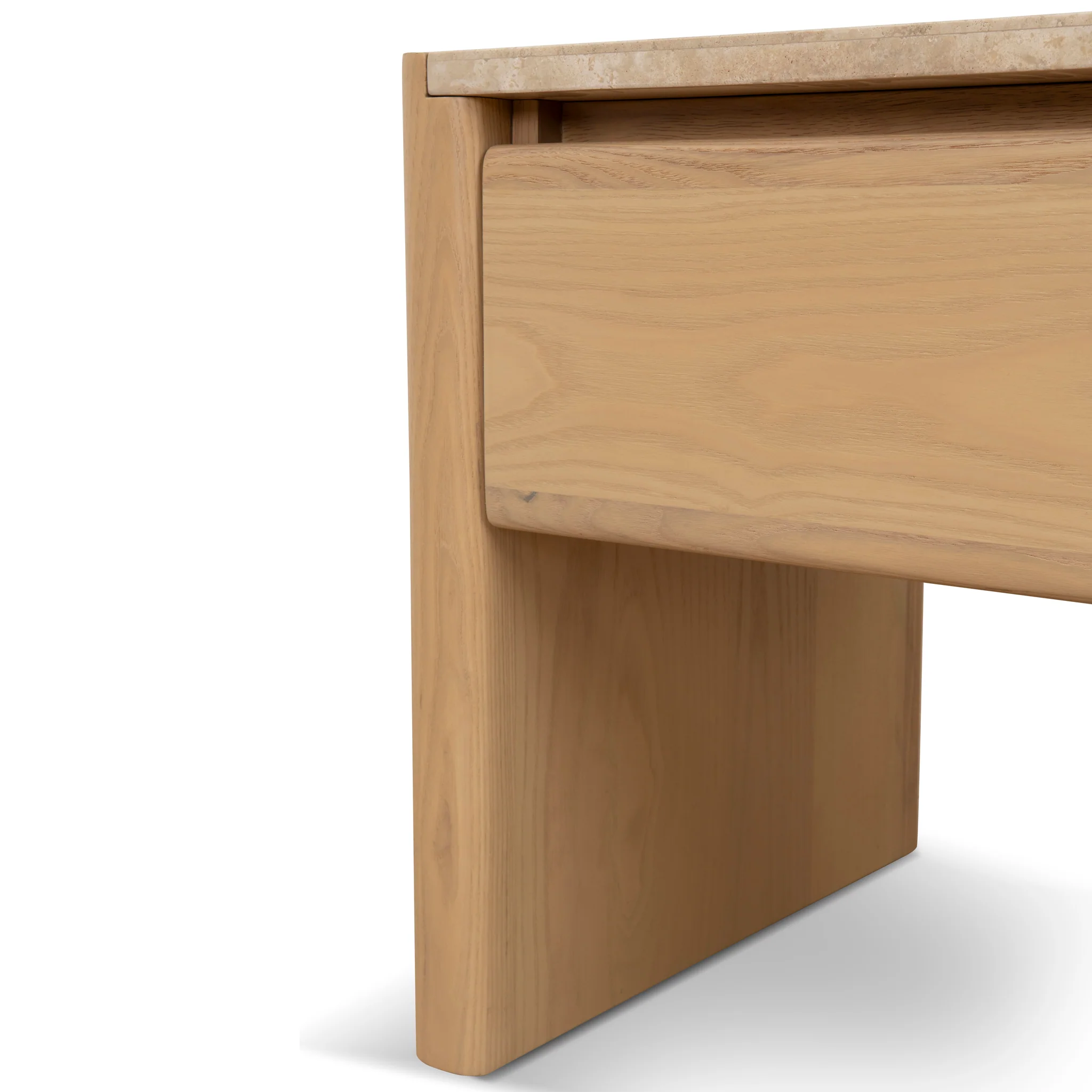 CST8742-KK 55cm Travertine Top Bedside Table - Creme Ash - Image 10