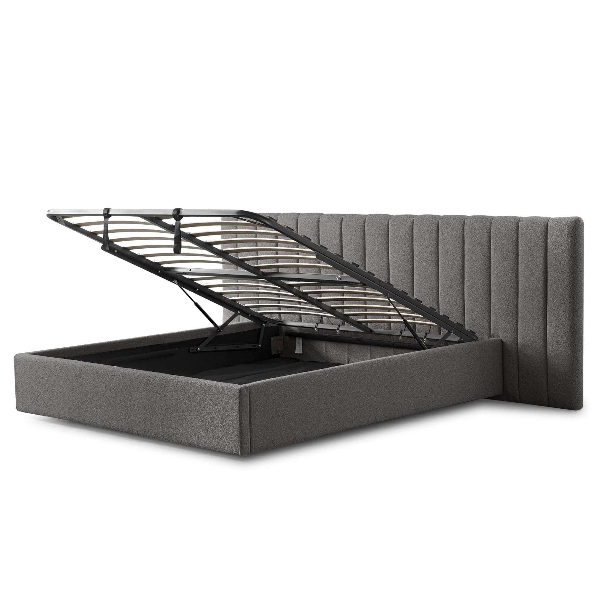 CBD8549-MI Wide Base Queen Bed Frame - Spec Charcoal with Storage - Image 11