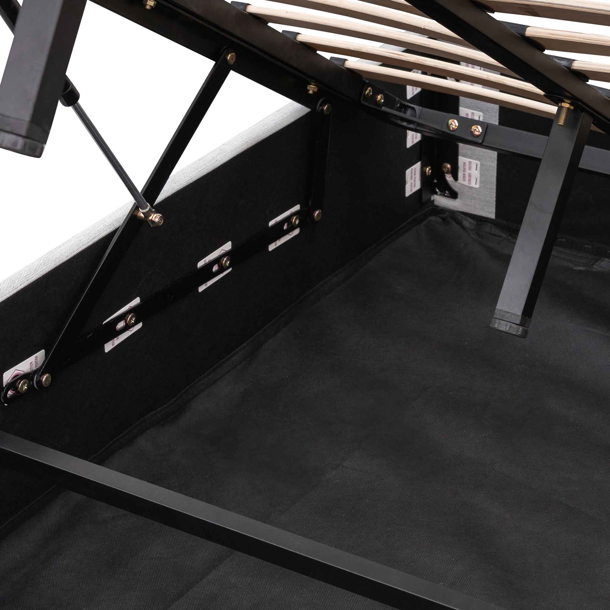 CBD6359-YO Fabric Single Bed Frame - Pearl Grey with Storage - Image 12