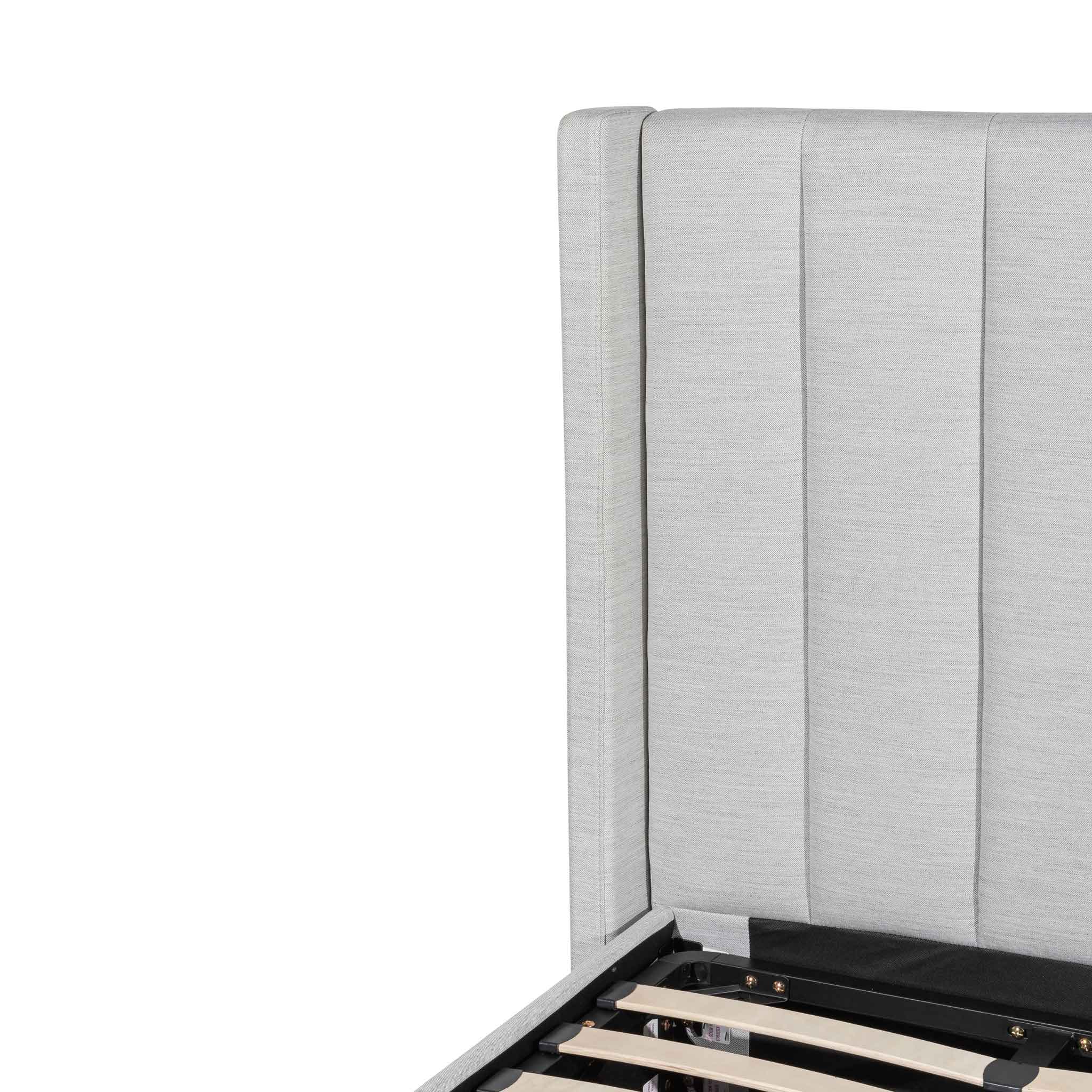 CBD6359-YO Fabric Single Bed Frame - Pearl Grey with Storage - Image 5
