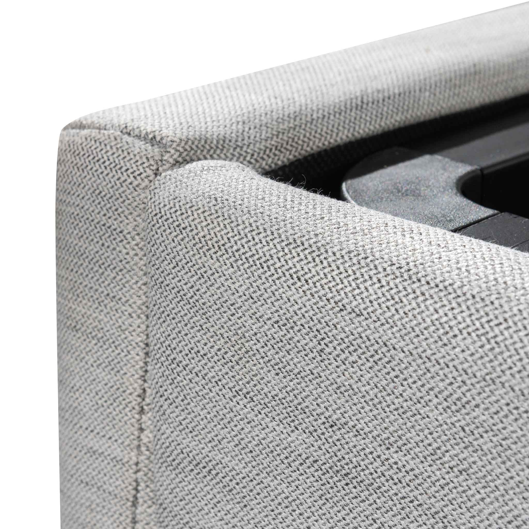 CBD6359-YO Fabric Single Bed Frame - Pearl Grey with Storage - Image 6