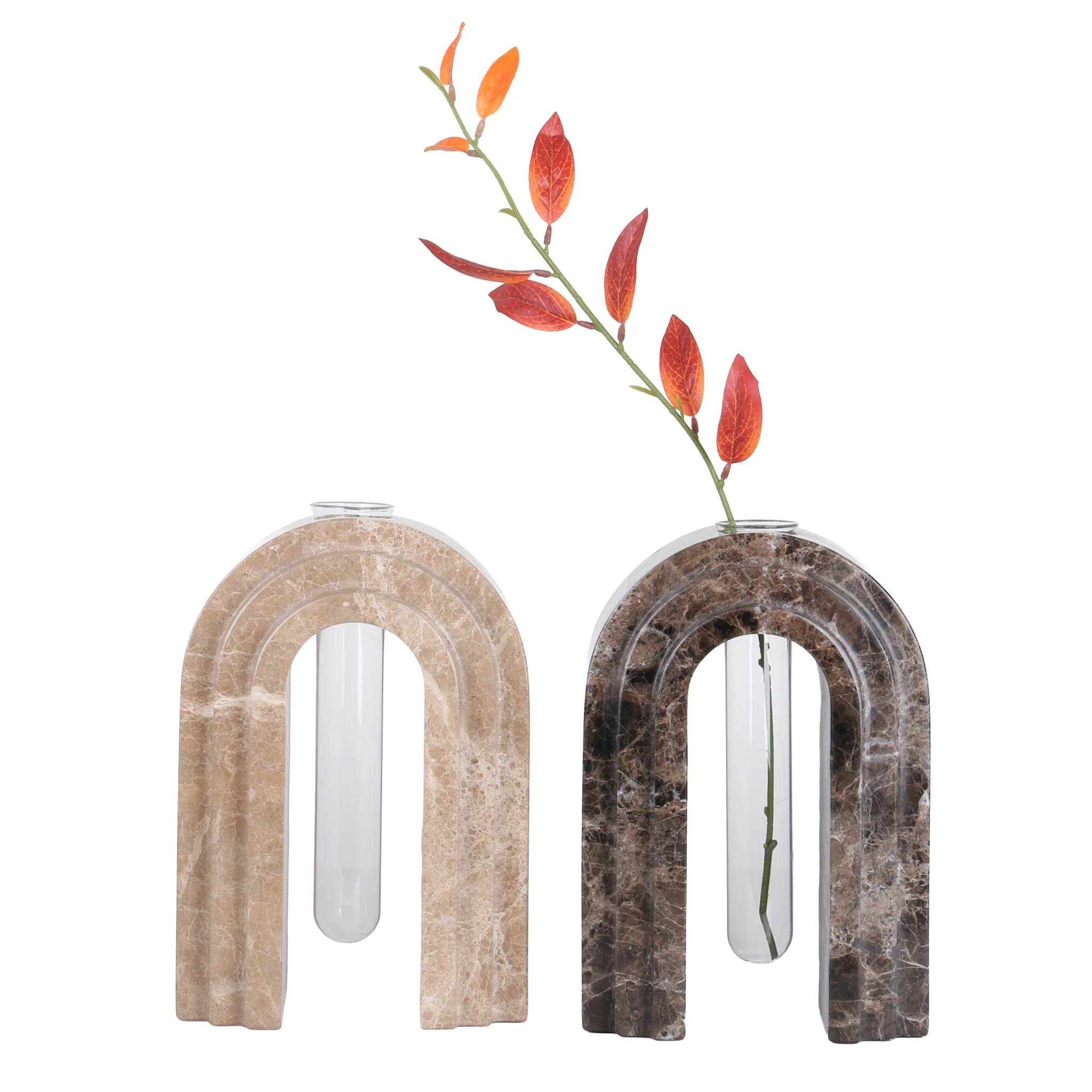 CAC10698-KM Marble Arch Vase - Light Coffee - Image 17