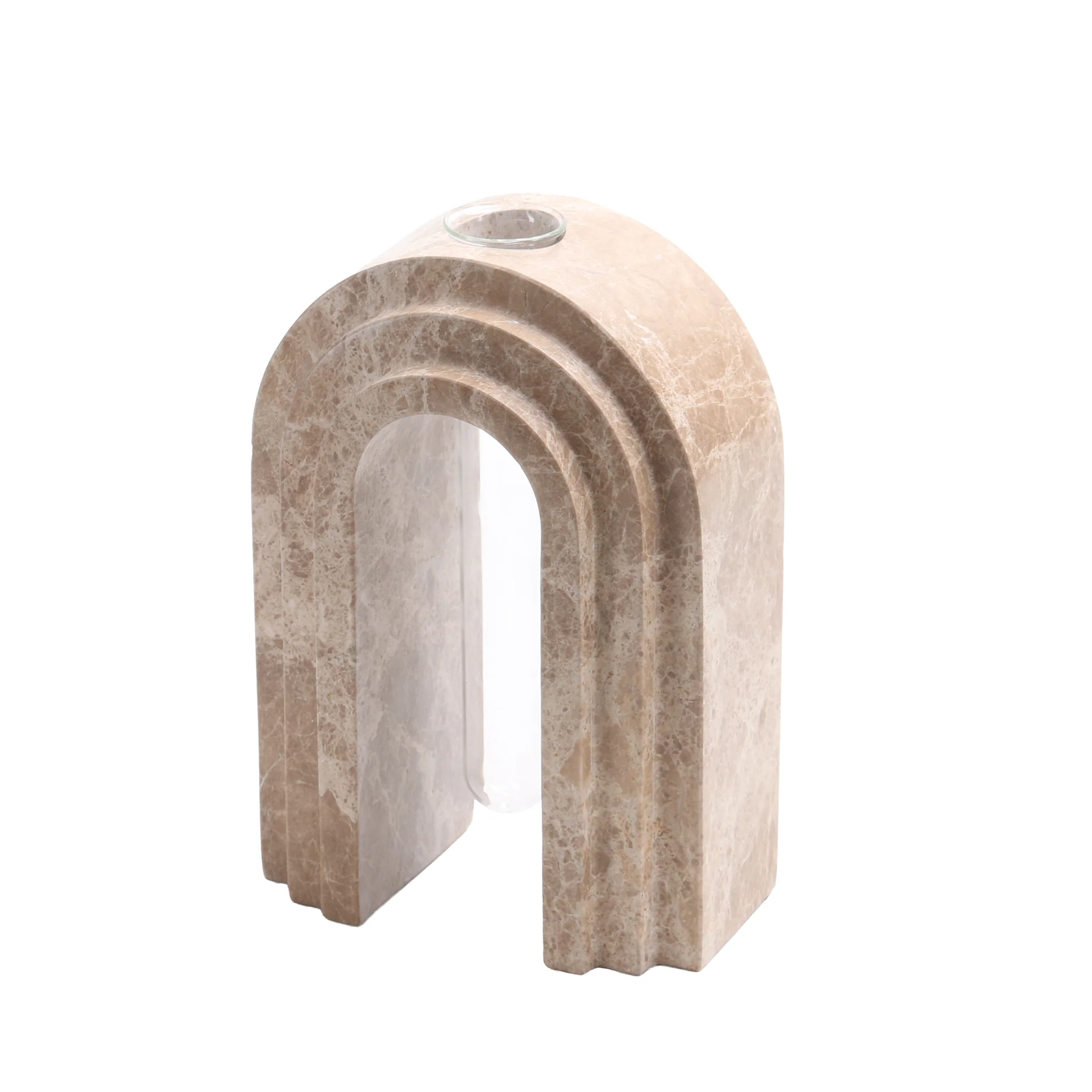 CAC10698-KM Marble Arch Vase - Light Coffee - Image 3