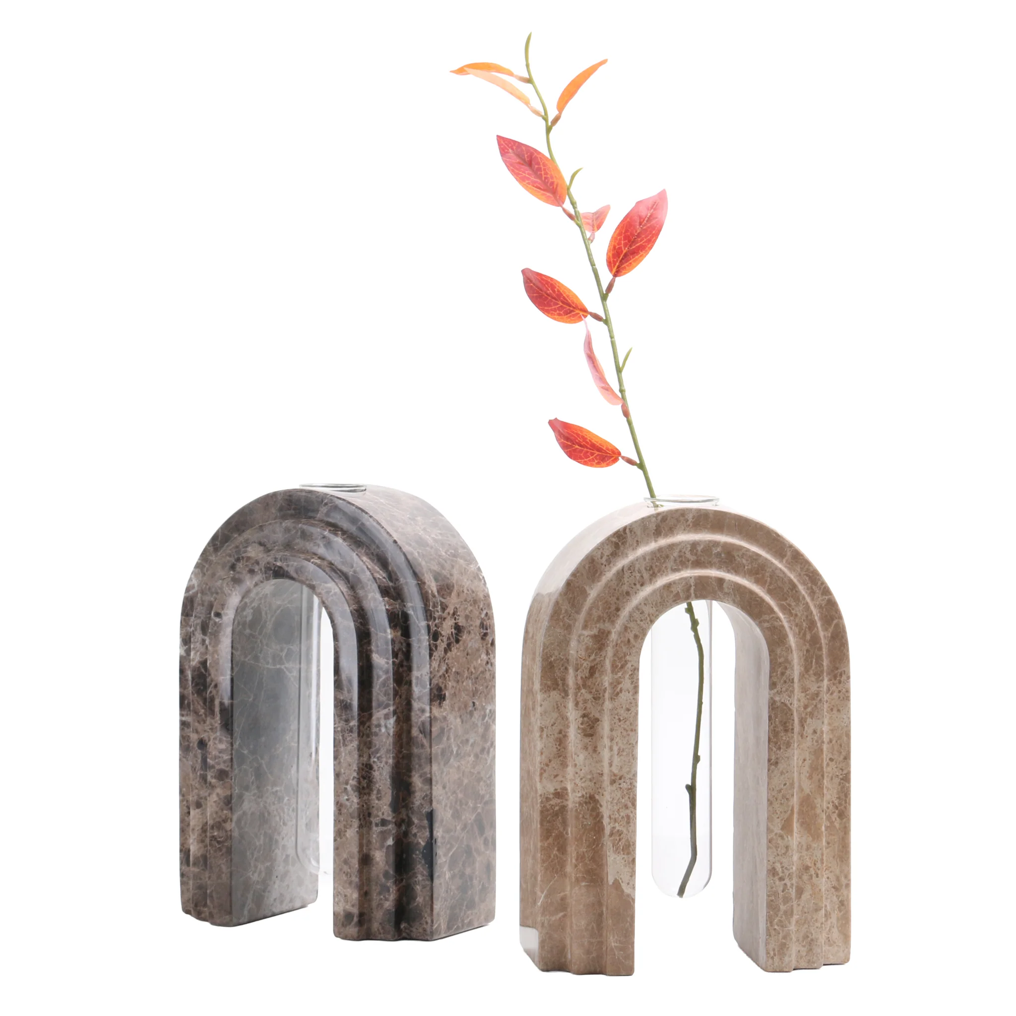 CAC10698-KM Marble Arch Vase - Light Coffee - Image 8