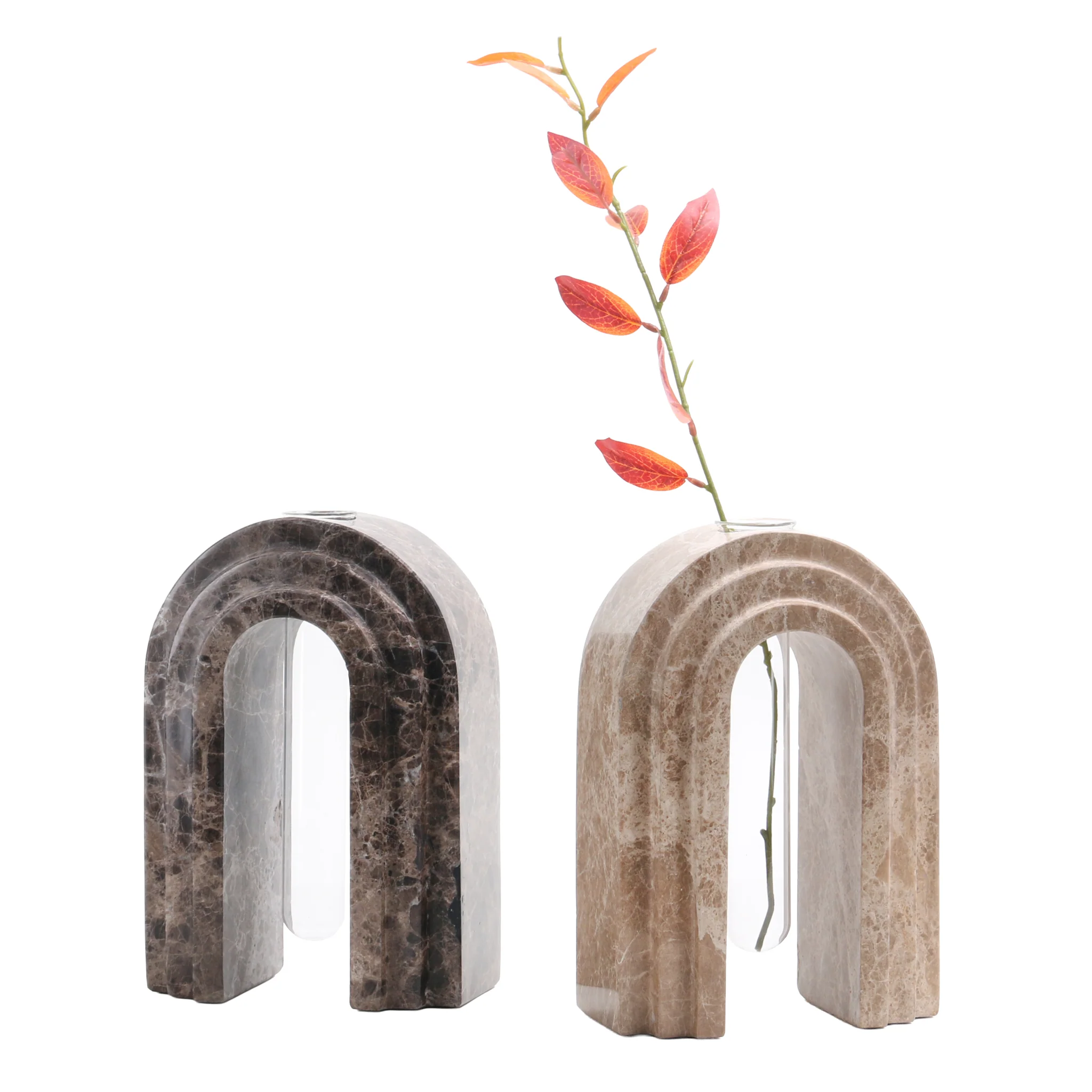 CAC10698-KM Marble Arch Vase - Light Coffee - Image 9