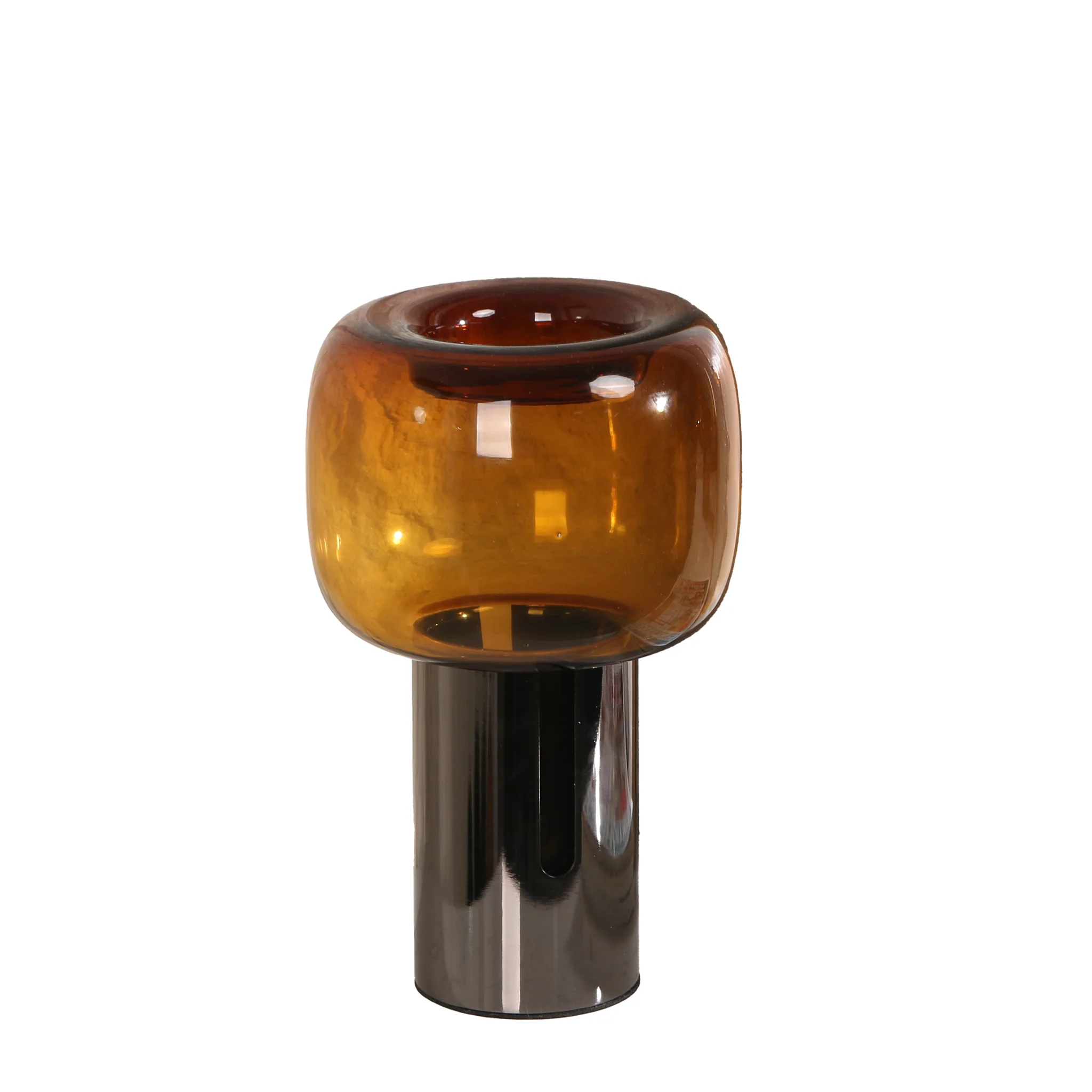 CAC10702-KM Amber Small Glass Vase - Brown - Image 3