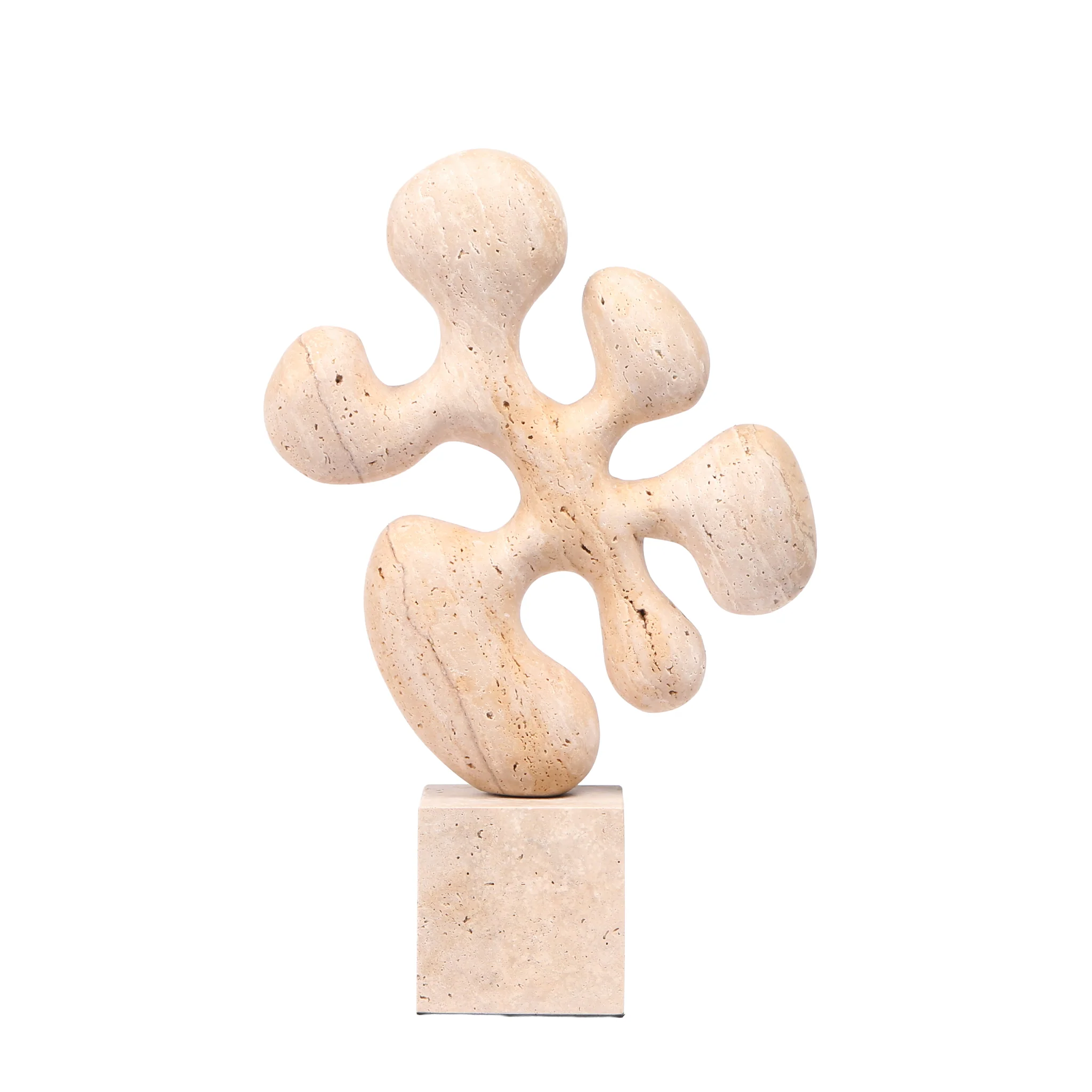 CAC10705-KM Geometric  Marble Sculpture - Beige - Image 3