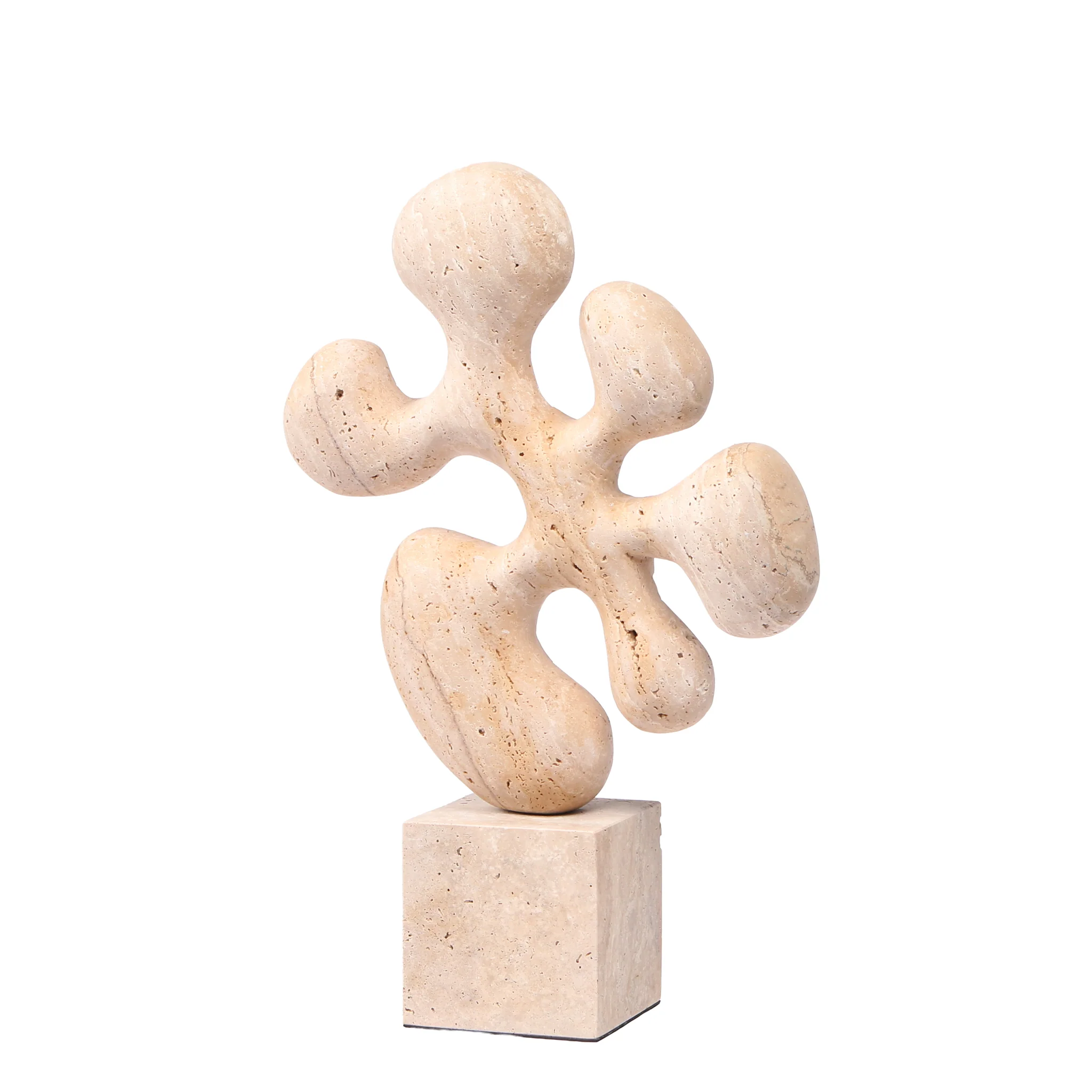 CAC10705-KM Geometric  Marble Sculpture - Beige - Image 4