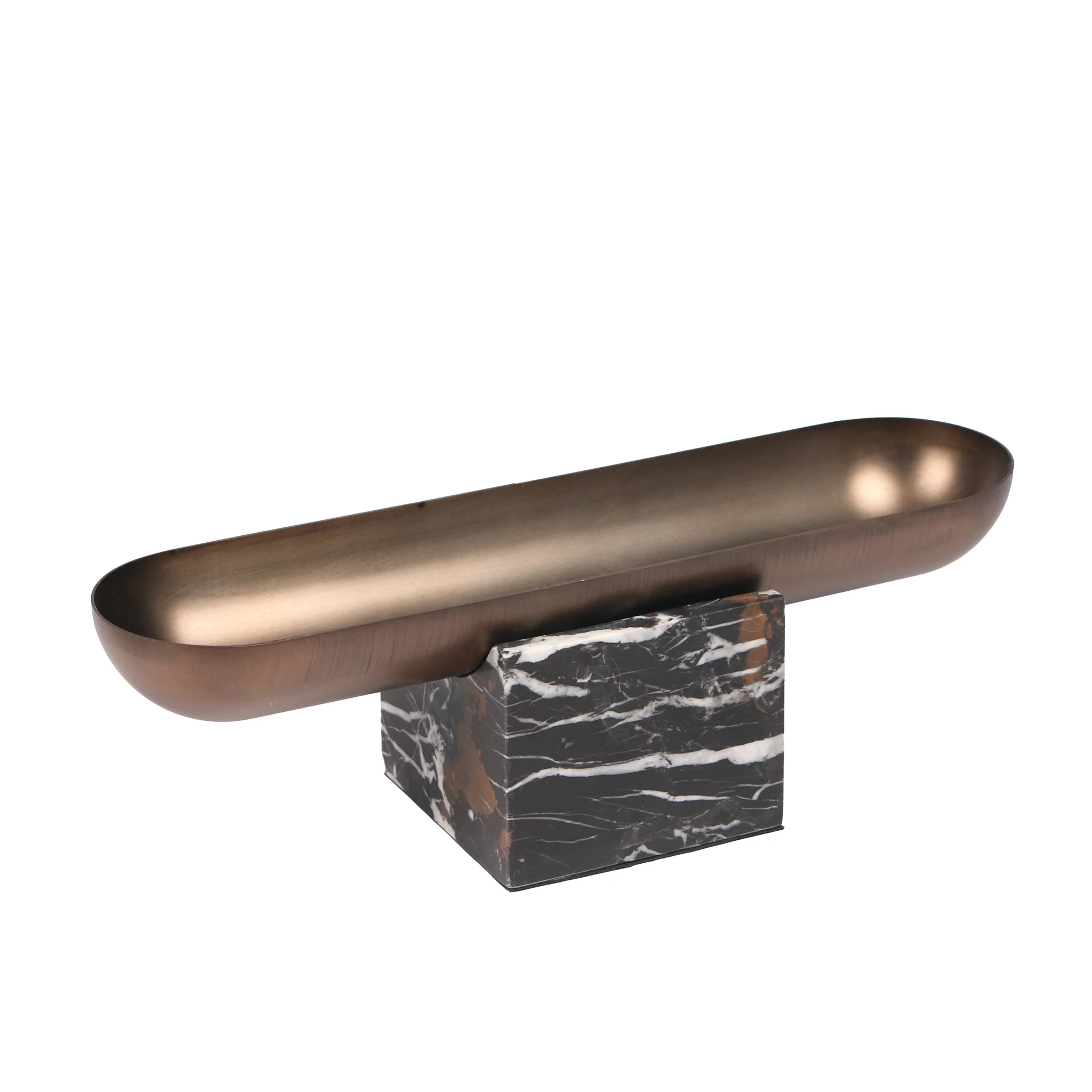 CAC10713-KM Marble Base Steel Tray - Brown - Image 3