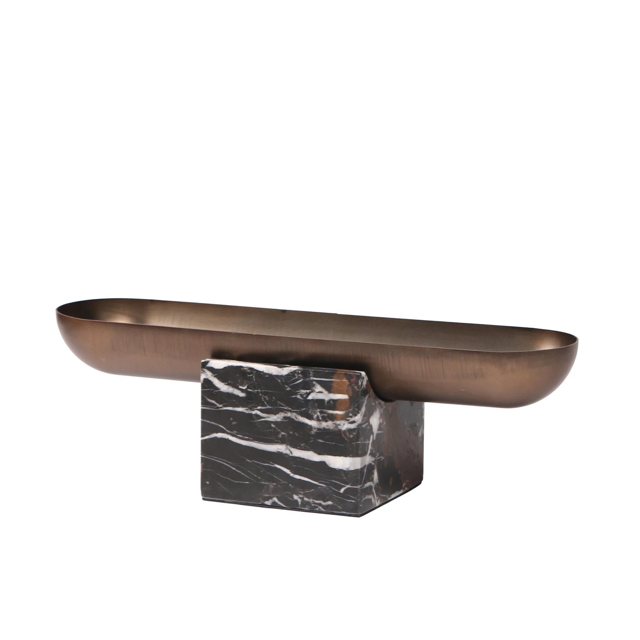 CAC10713-KM Marble Base Steel Tray - Brown - Image 4