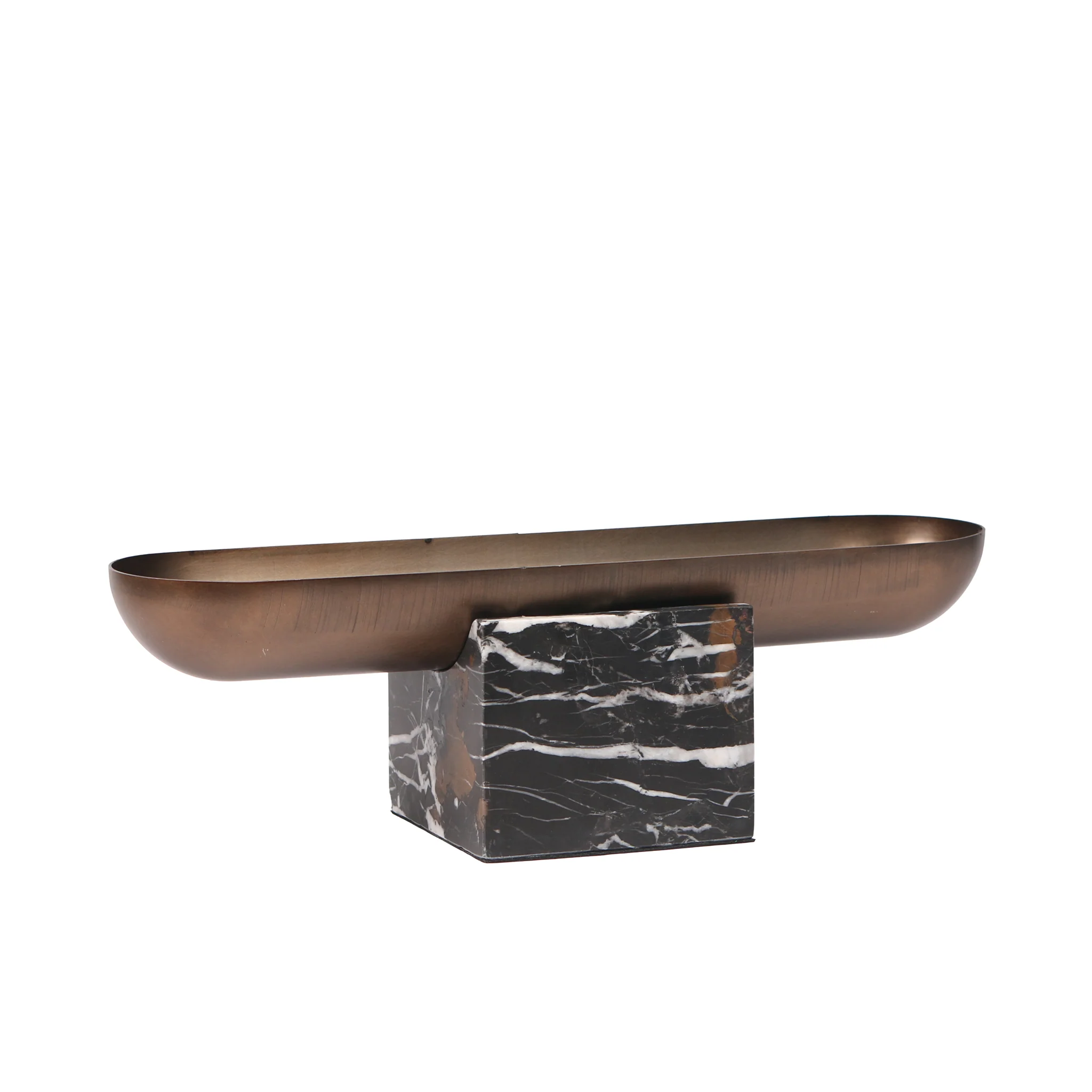 CAC10713-KM Marble Base Steel Tray - Brown - Image 6