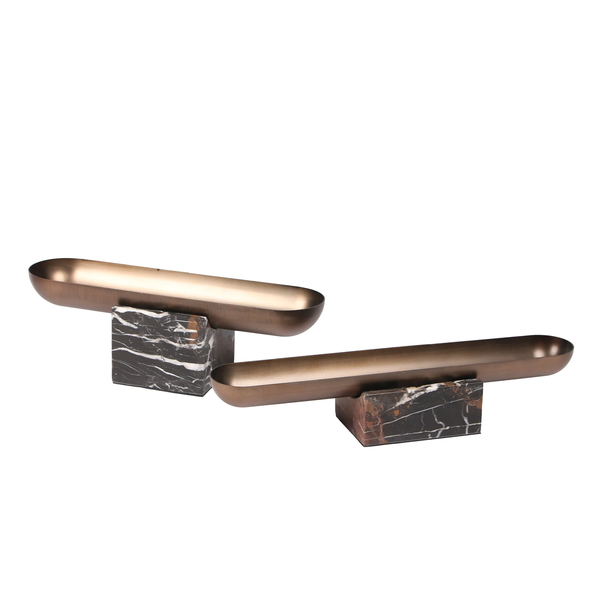 CAC10713-KM Marble Base Steel Tray - Brown - Image 9