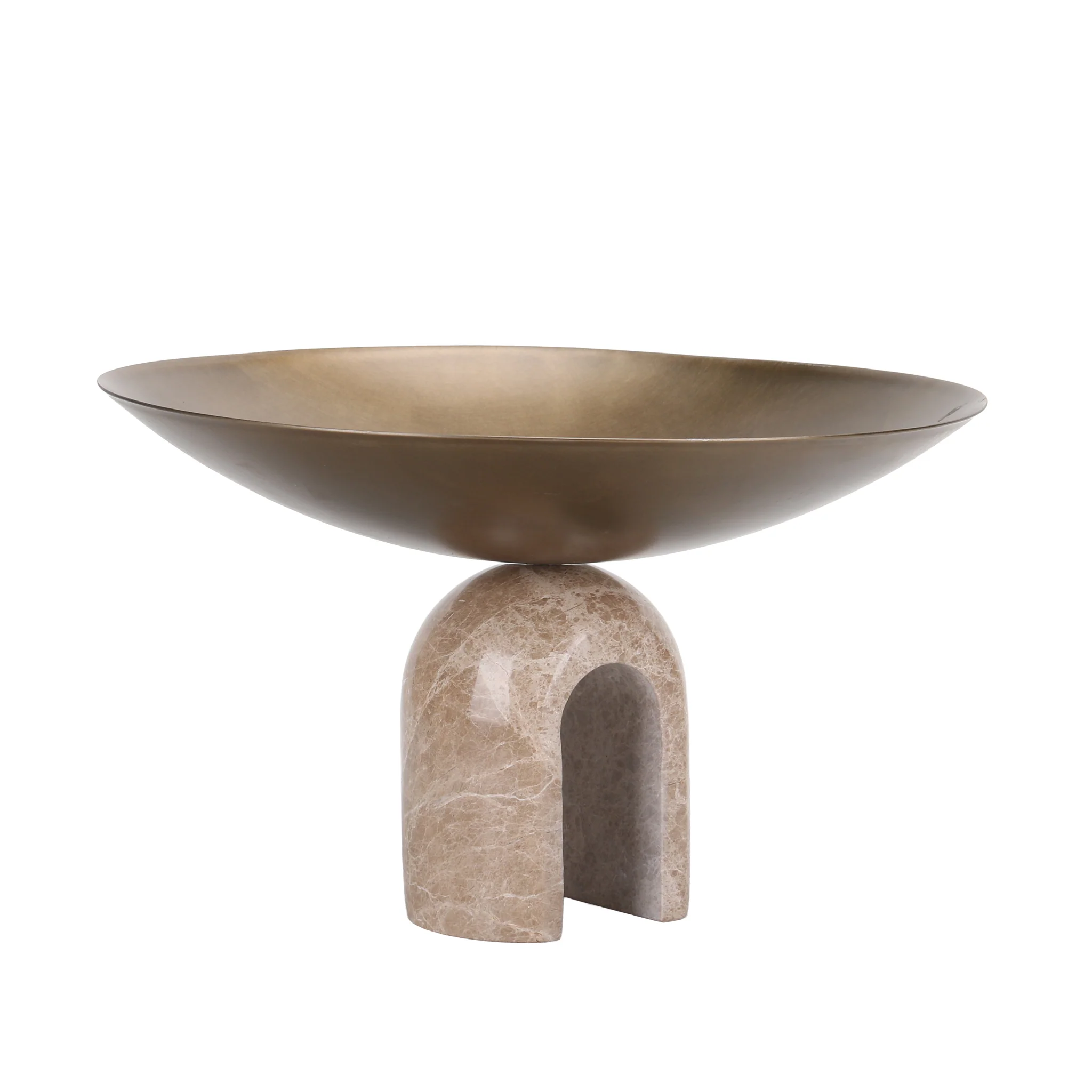CAC10725-KM Arc Pedestal Metal Large Tray - Antique Brass - Image 3