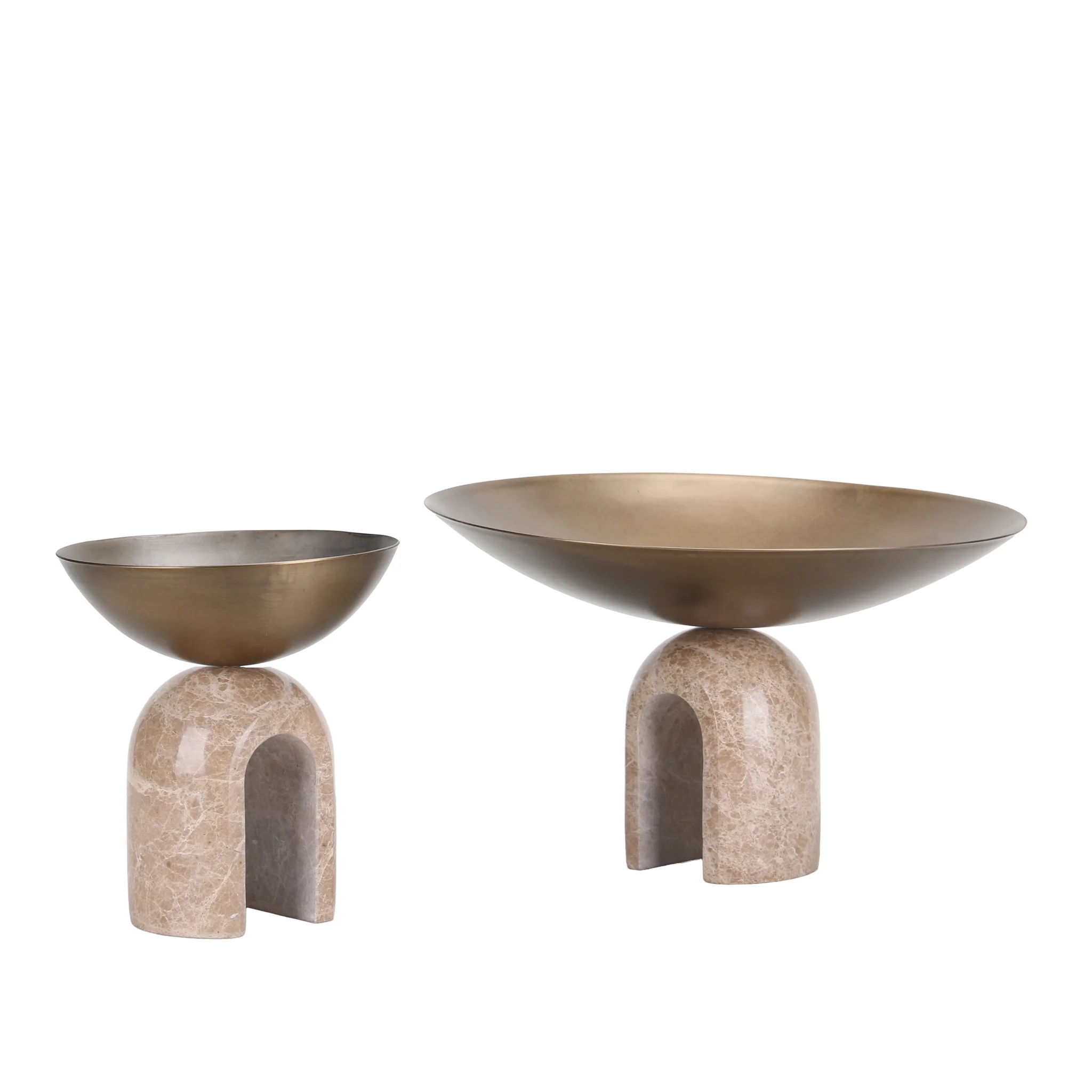 CAC10725-KM Arc Pedestal Metal Large Tray - Antique Brass - Image 5