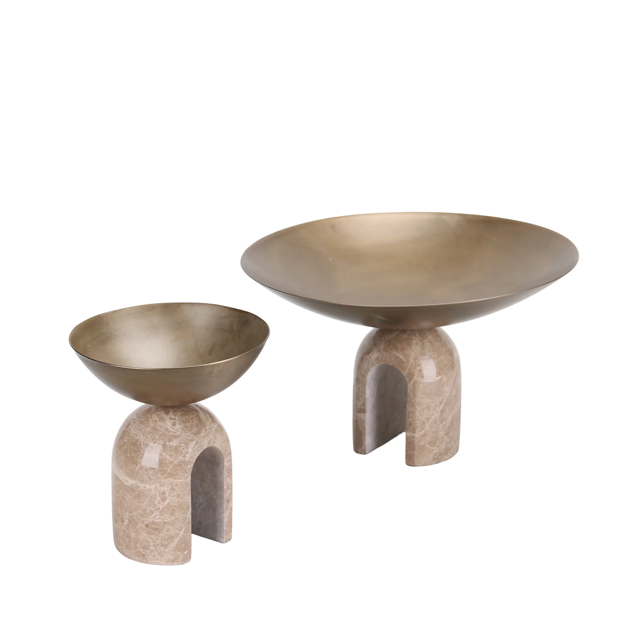CAC10725-KM Arc Pedestal Metal Large Tray - Antique Brass - Image 7