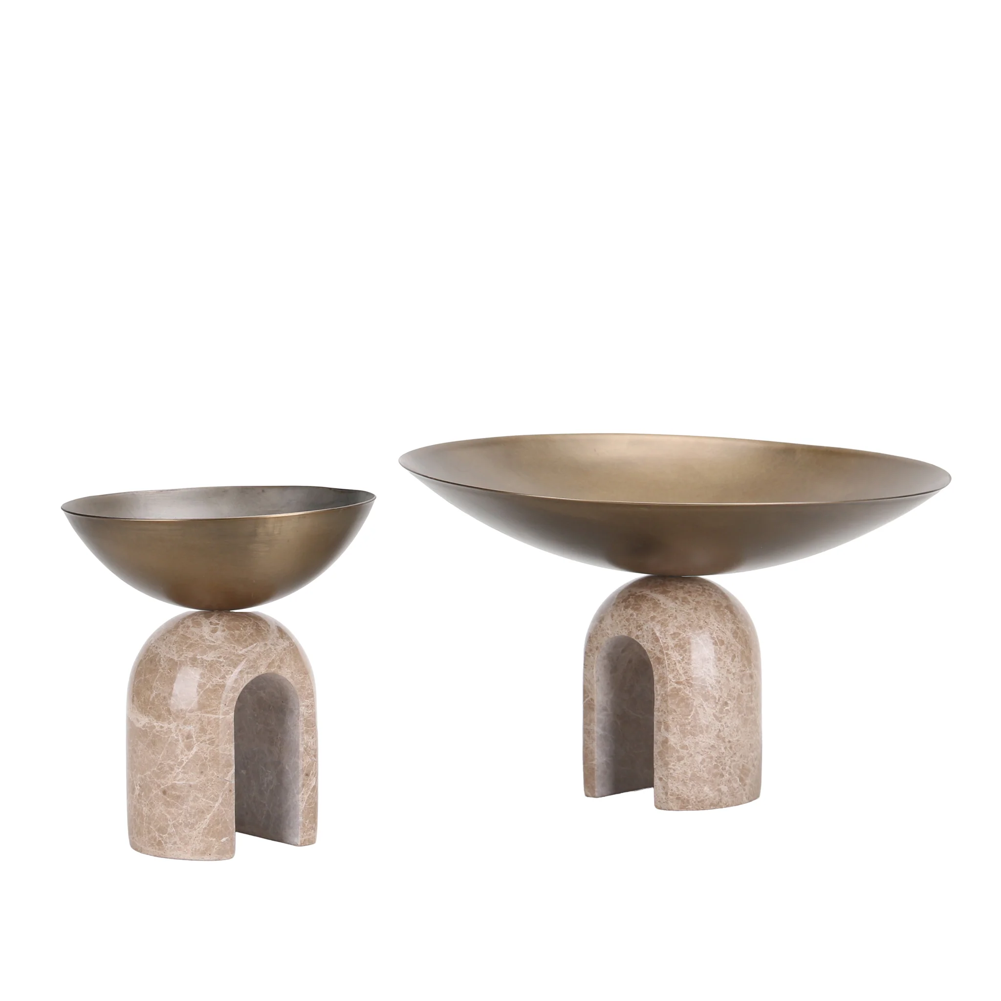 CAC10726-KM Arc Pedestal Metal Small Tray - Antique Brass - Image 5