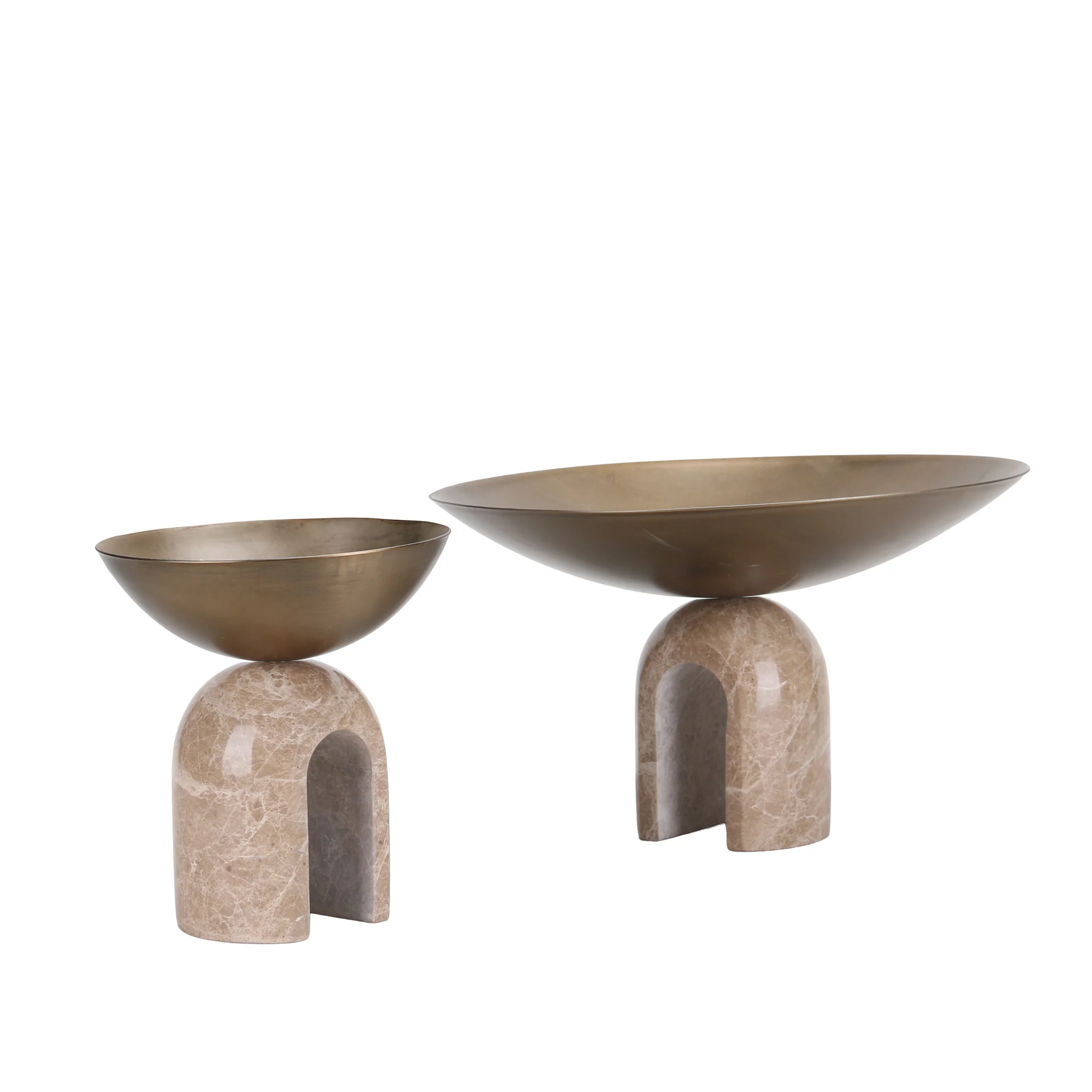 CAC10726-KM Arc Pedestal Metal Small Tray - Antique Brass - Image 6