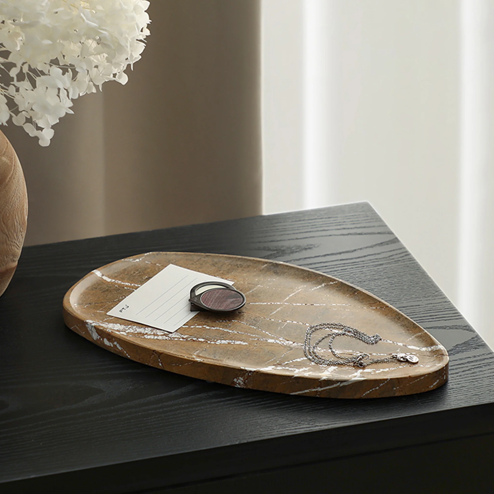 CAC10743-FC Leaf Shaped Marble Plate - Coffee - Image 2