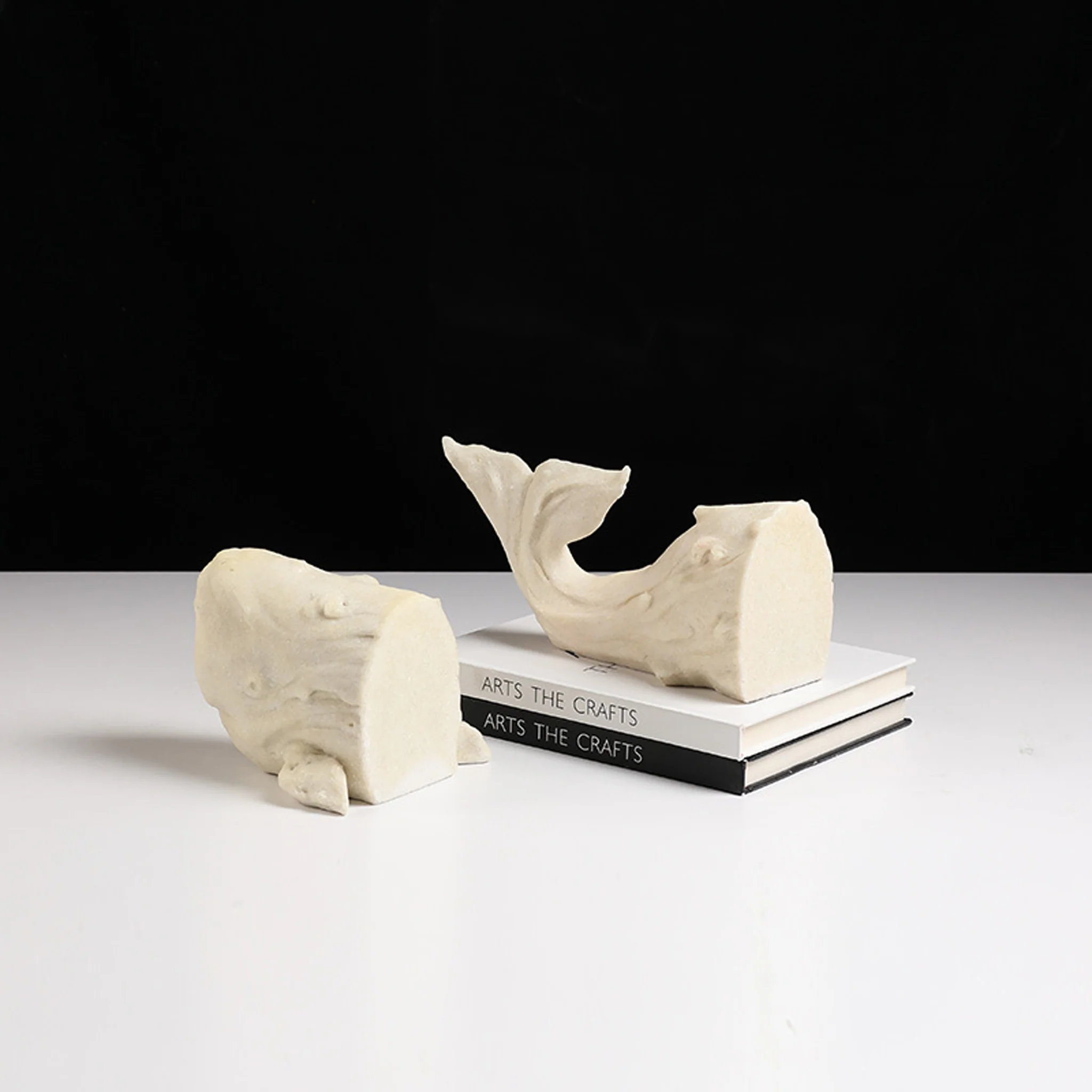 CAC10744-FC Sandstone Whale Bookend - White - Image 2