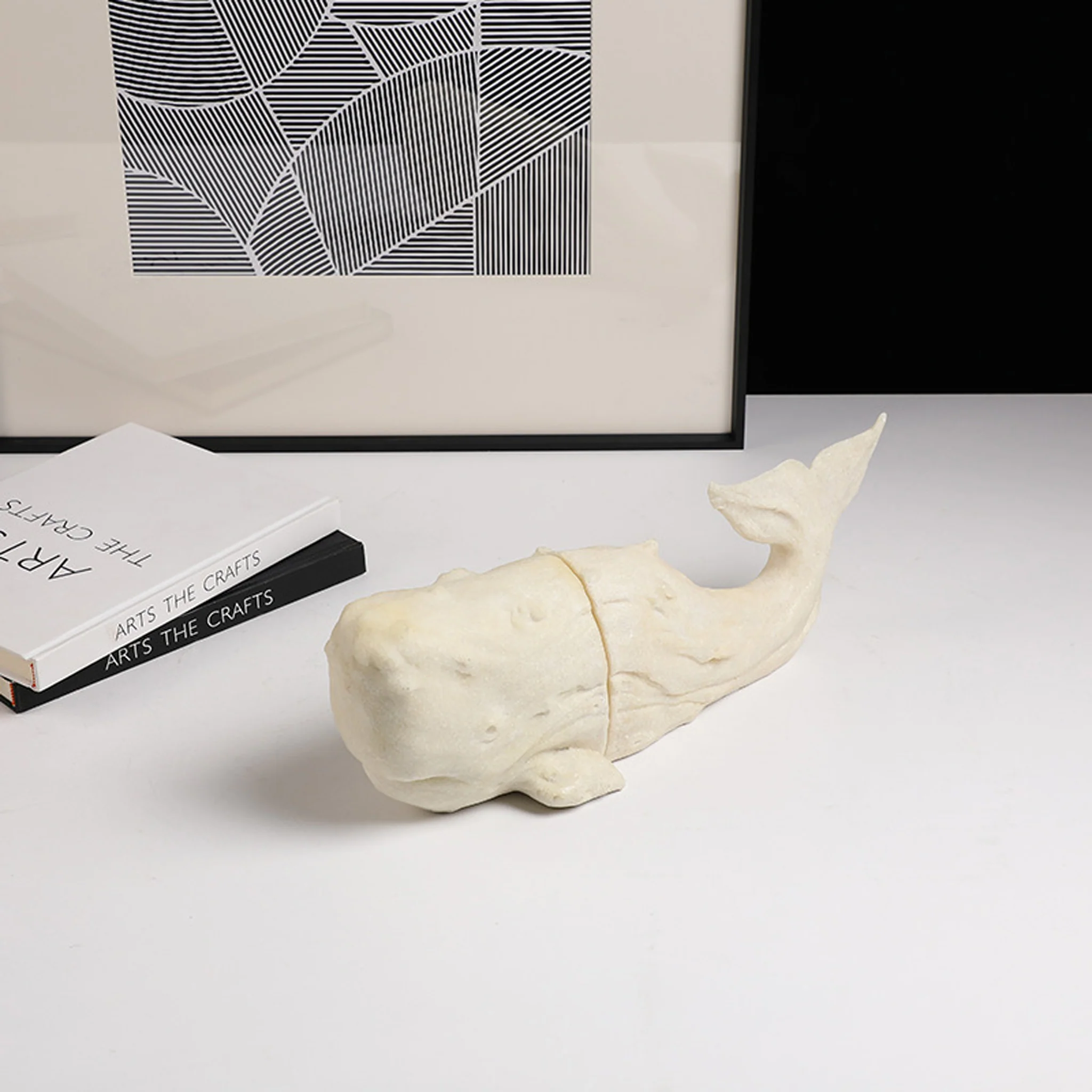 CAC10744-FC Sandstone Whale Bookend - White - Image 3