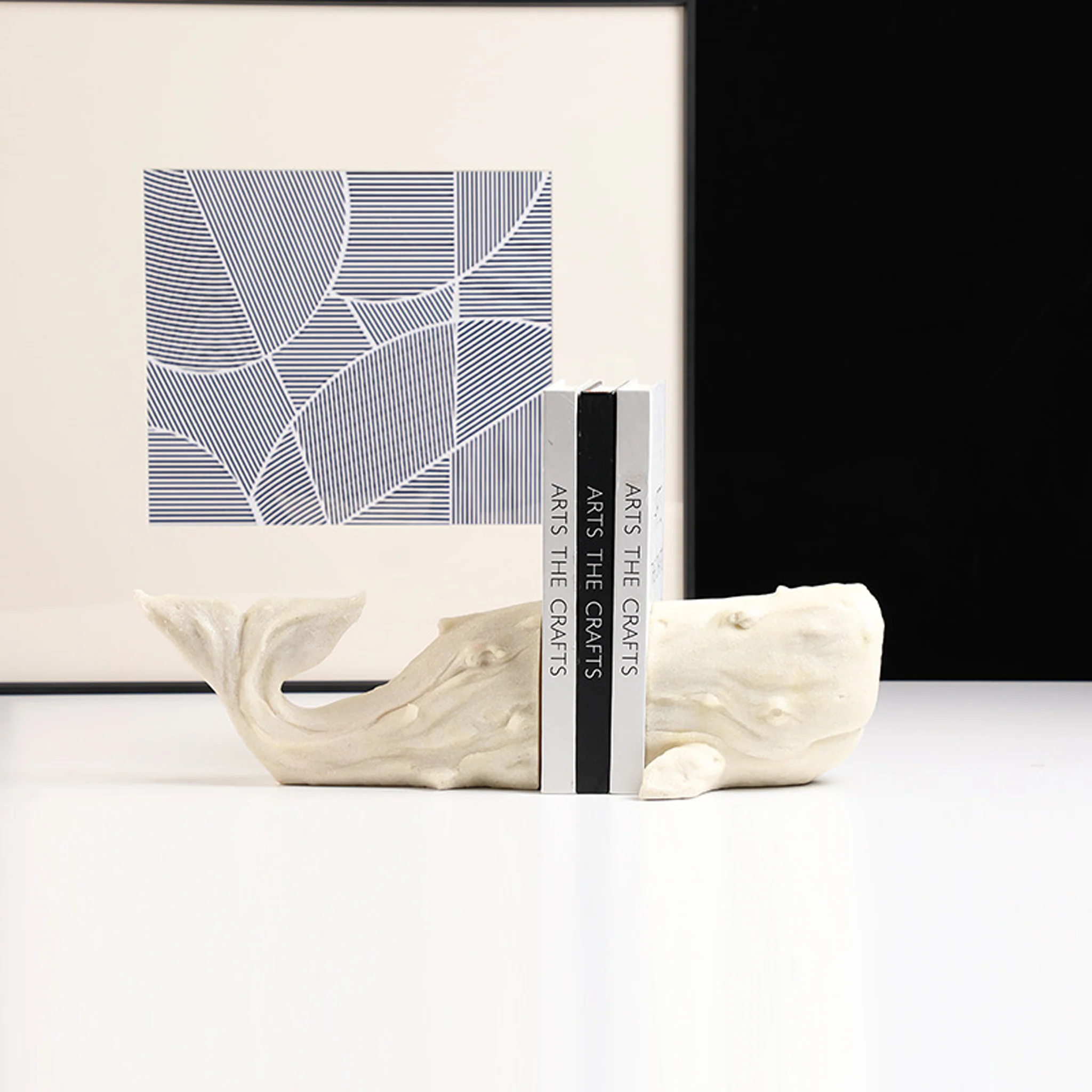 CAC10744-FC Sandstone Whale Bookend - White - Image 4