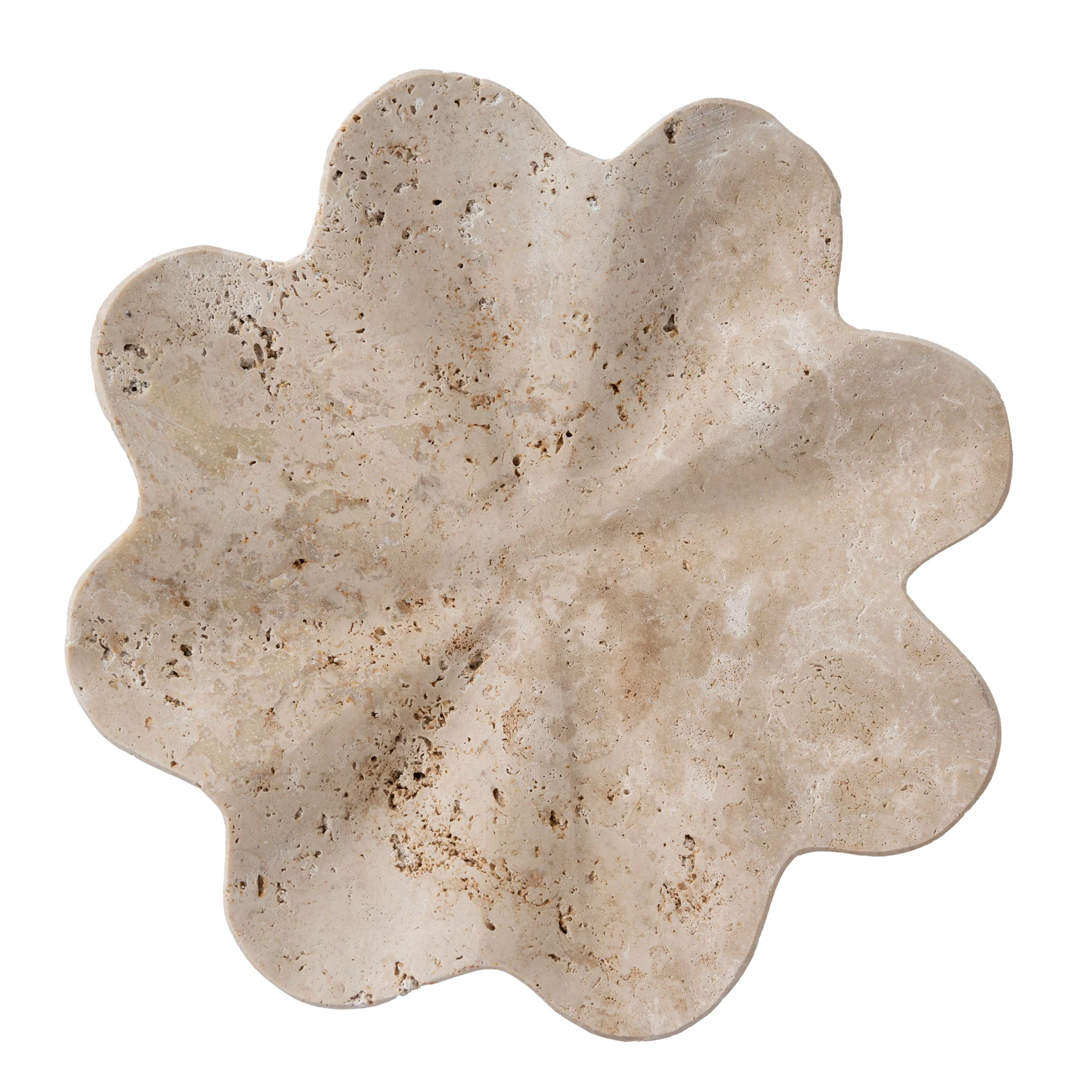 CAC12652-KM Petal Shaped Travertine Vase - Beige - Image 4