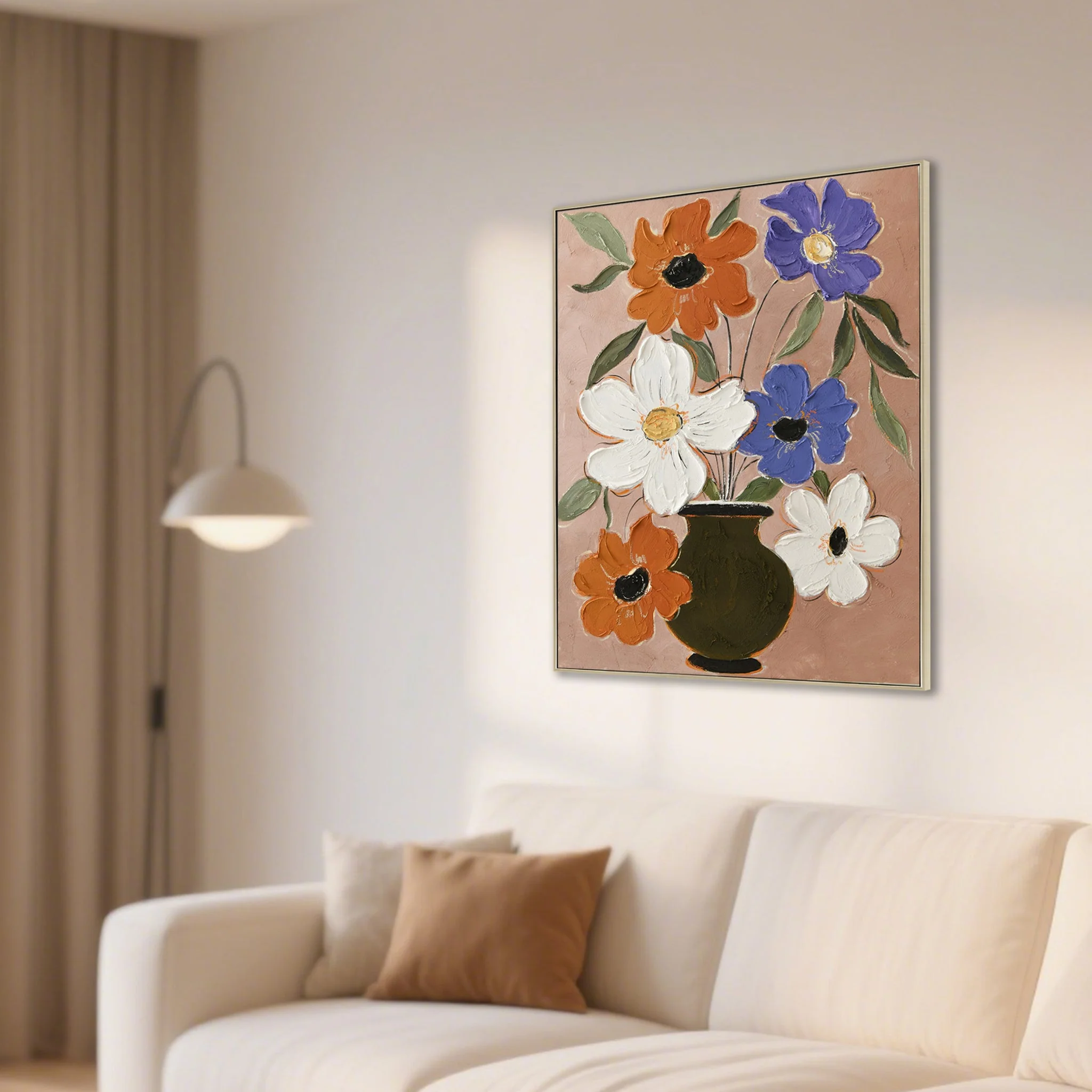 CAR12217-CLO 80 x 100cm Framed Canvas - Natural - Image 3