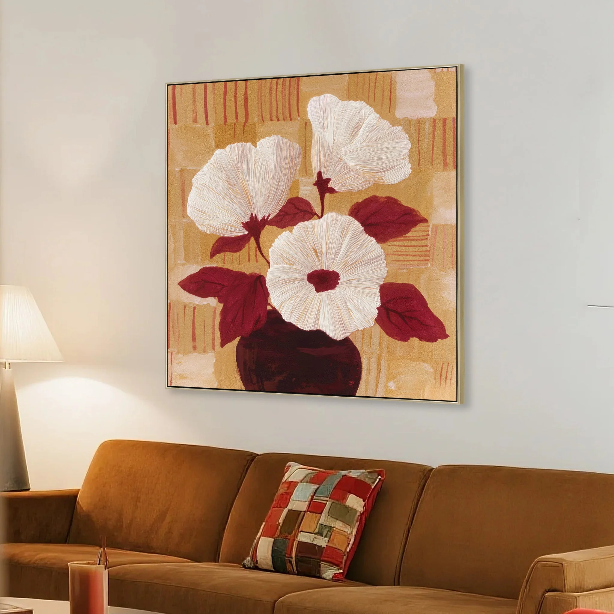 CAR12225-CLO 80 x 80cm Framed Canvas - Natural - Image 3