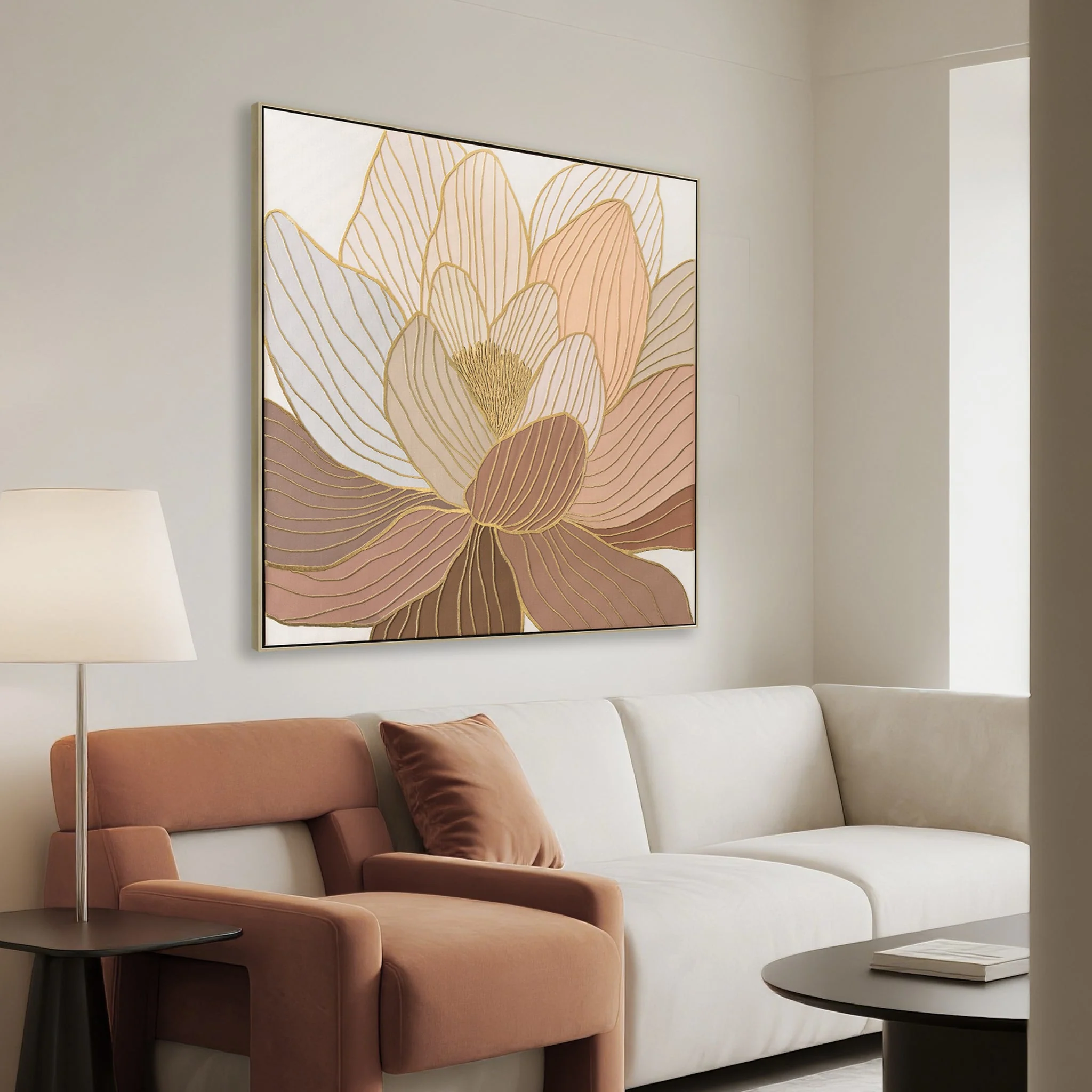 CAR12235-CLO 80 x 80cm Framed Canvas - Natural - Image 3
