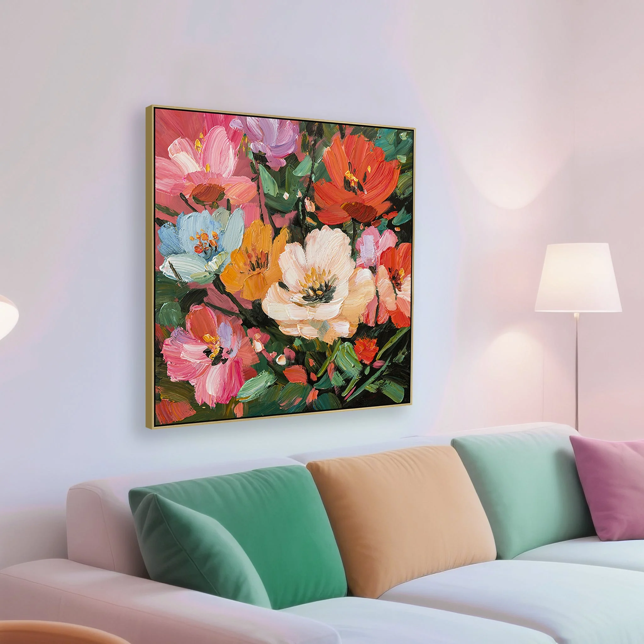 CAR12304-CLO 80 x 80cm Framed Canvas - Light Natural - Image 3