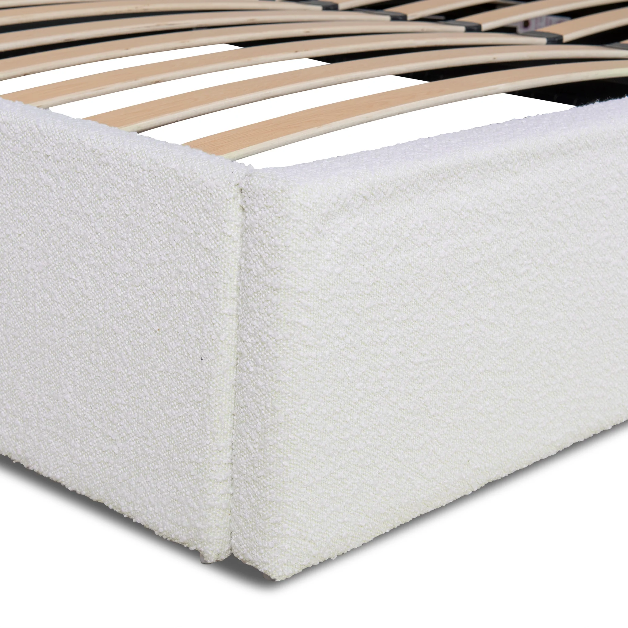 CBD10000-YO King Sized Bed Frame - Antique White Boucle with Storage - Image 14