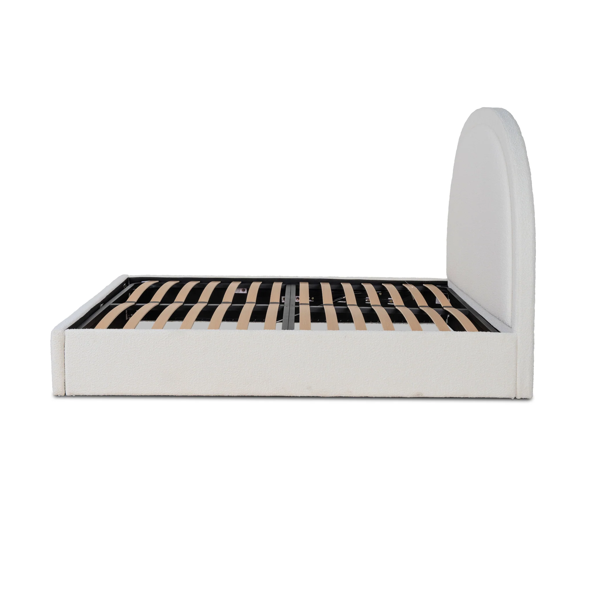 CBD10000-YO King Sized Bed Frame - Antique White Boucle with Storage - Image 2