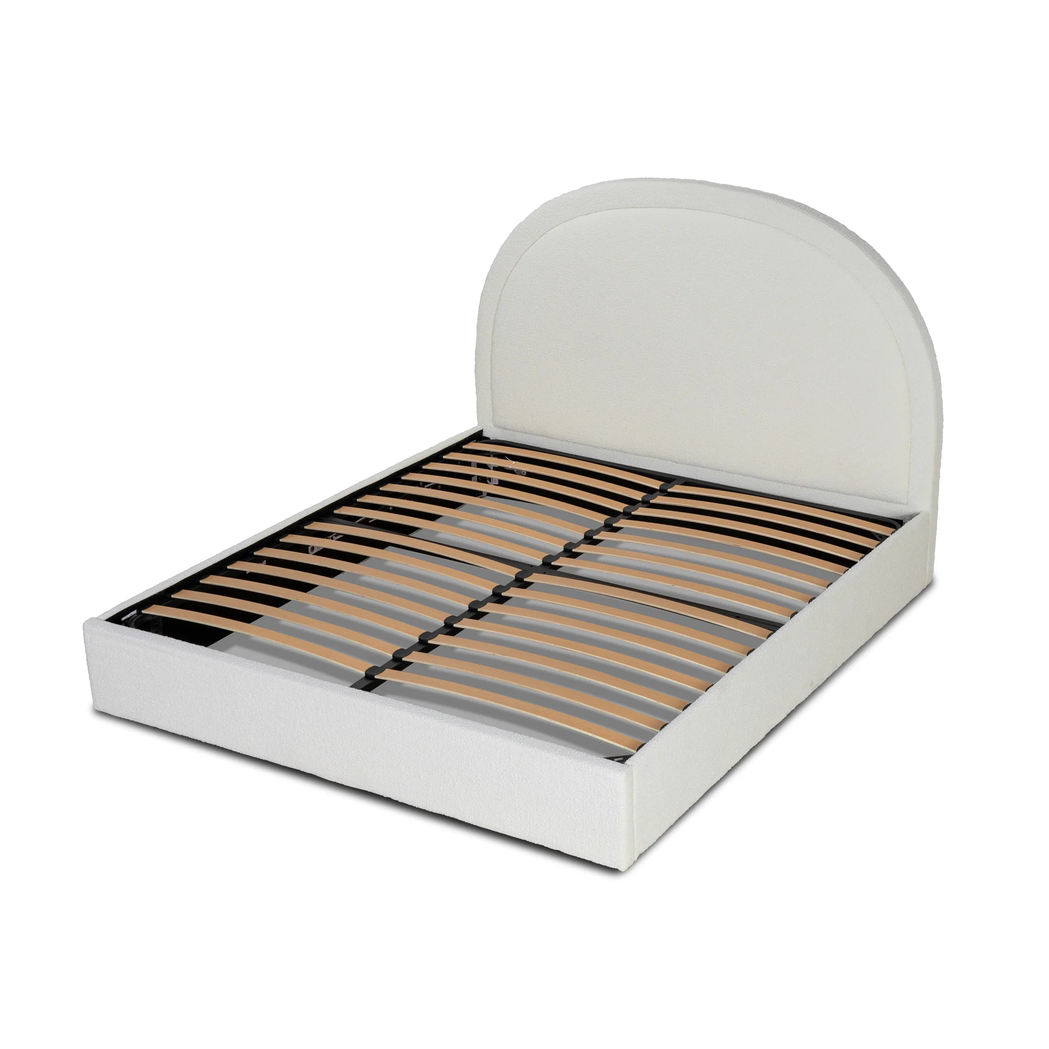 CBD10000-YO King Sized Bed Frame - Antique White Boucle with Storage - Image 4