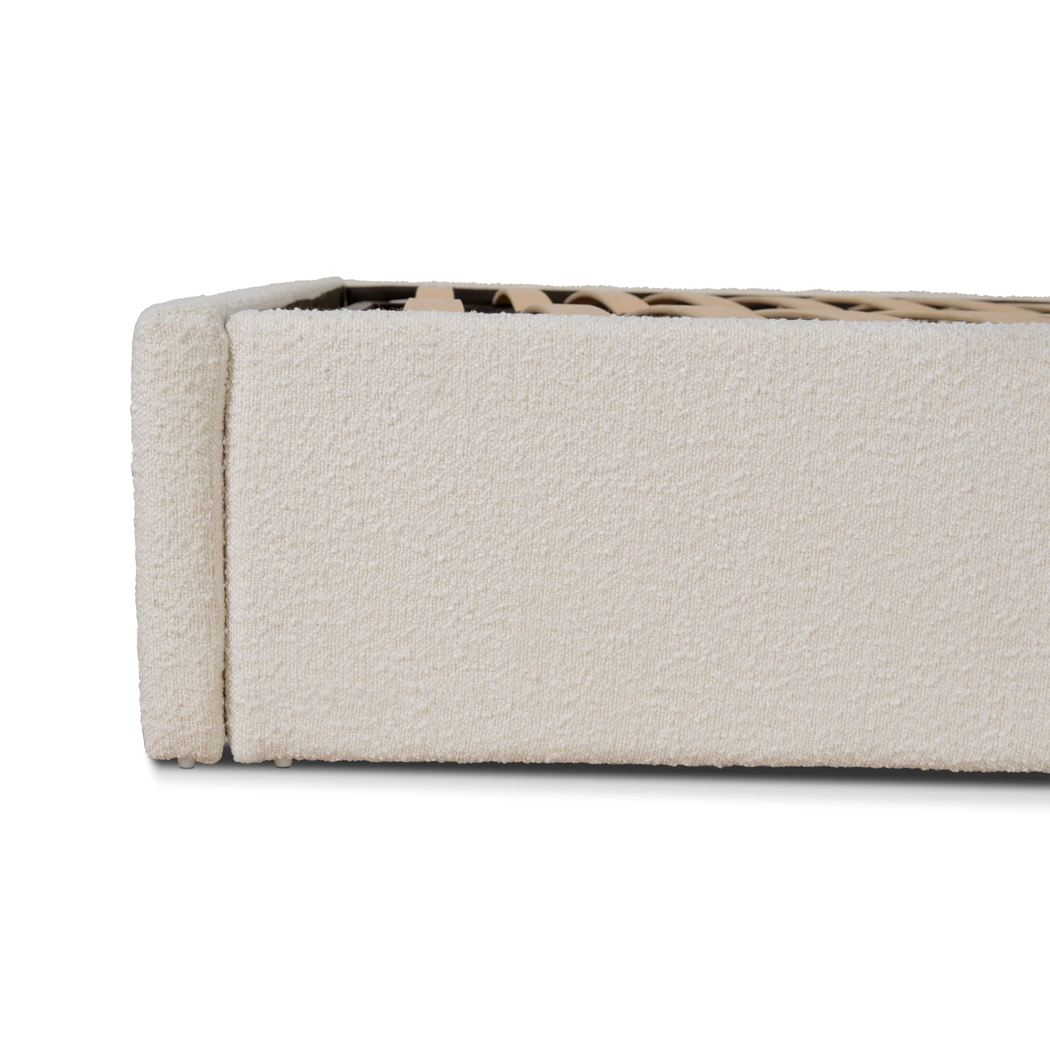 CBD10000-YO King Sized Bed Frame - Antique White Boucle with Storage - Image 7
