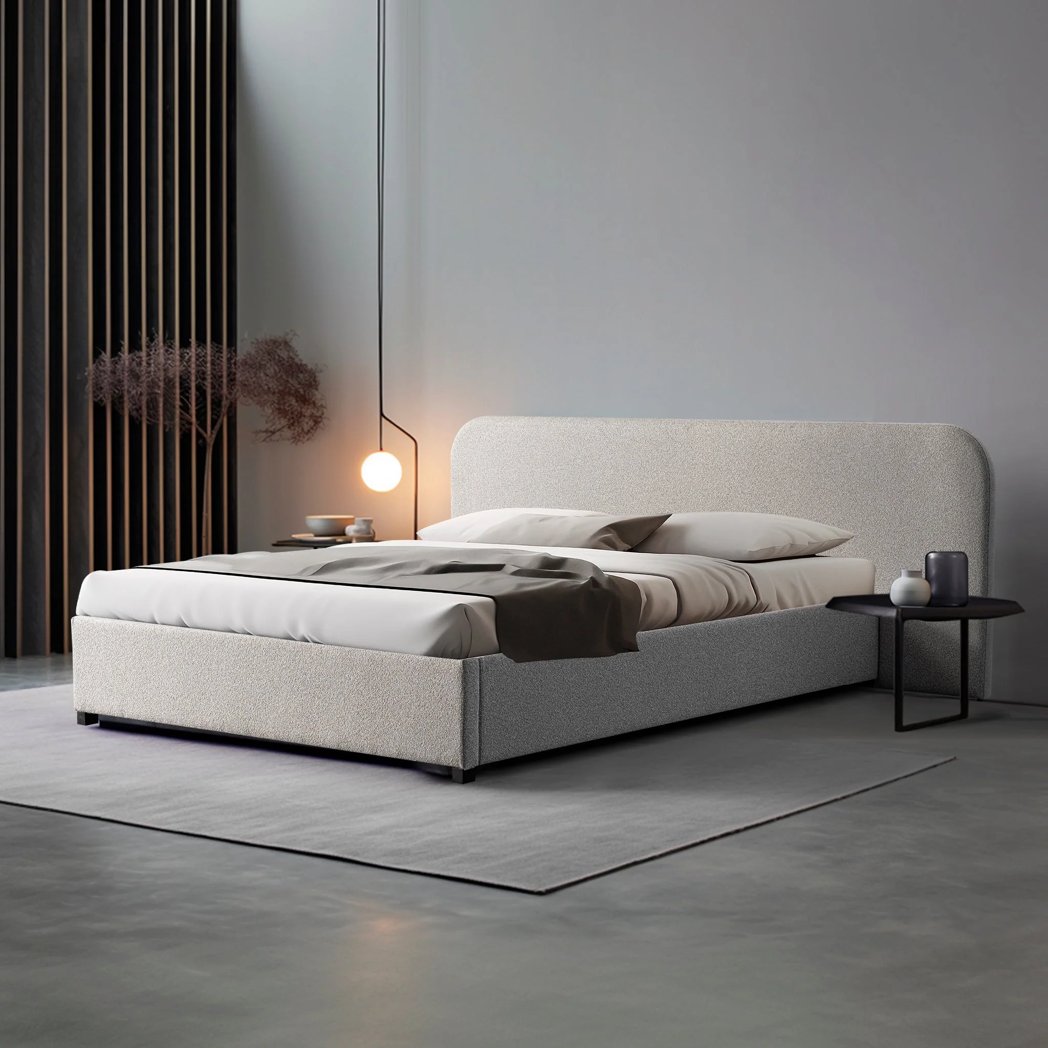 CBD10048-MI King Sized Bed Frame - Clay Grey with storage - Image 2
