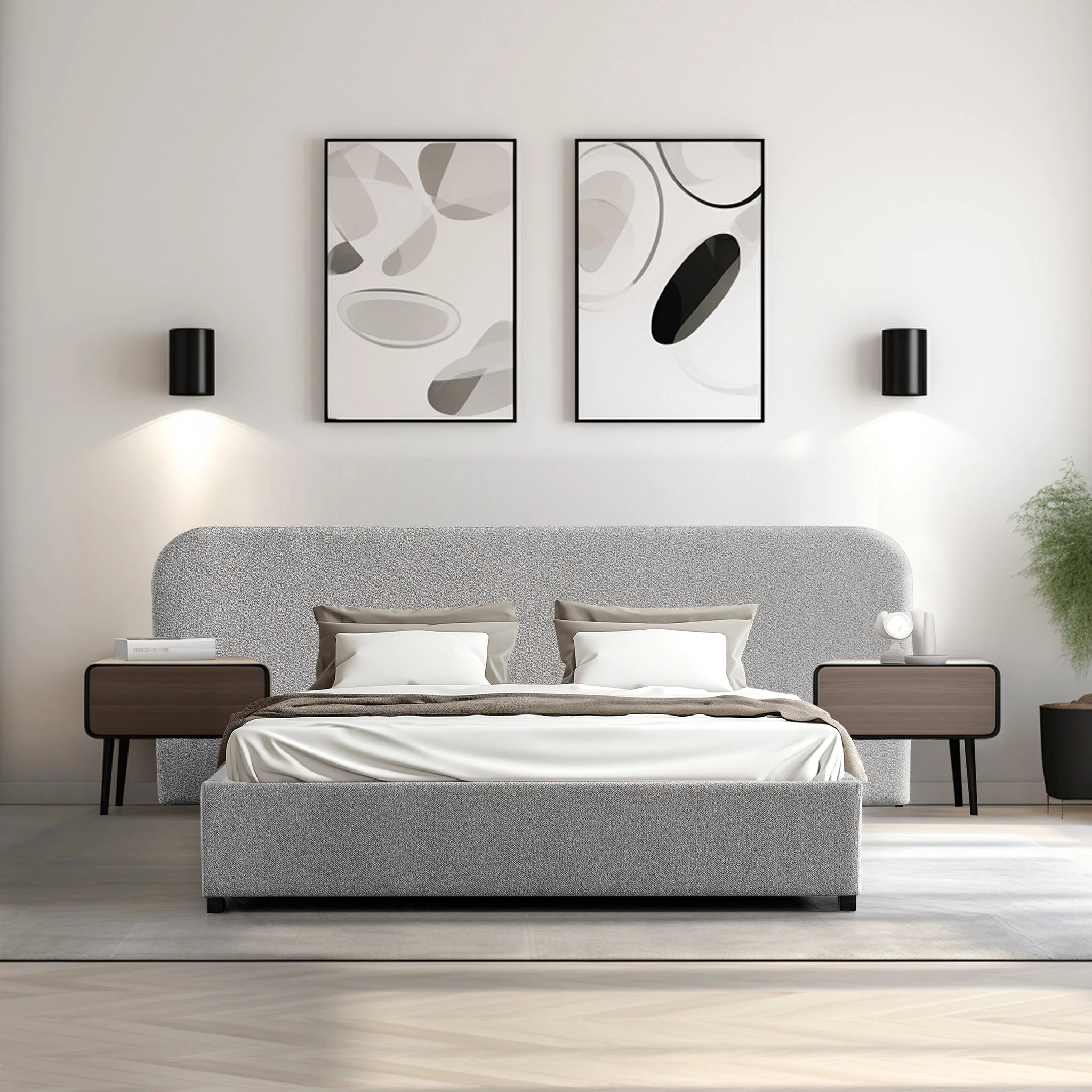 CBD10048-MI King Sized Bed Frame - Clay Grey with storage - Image 5
