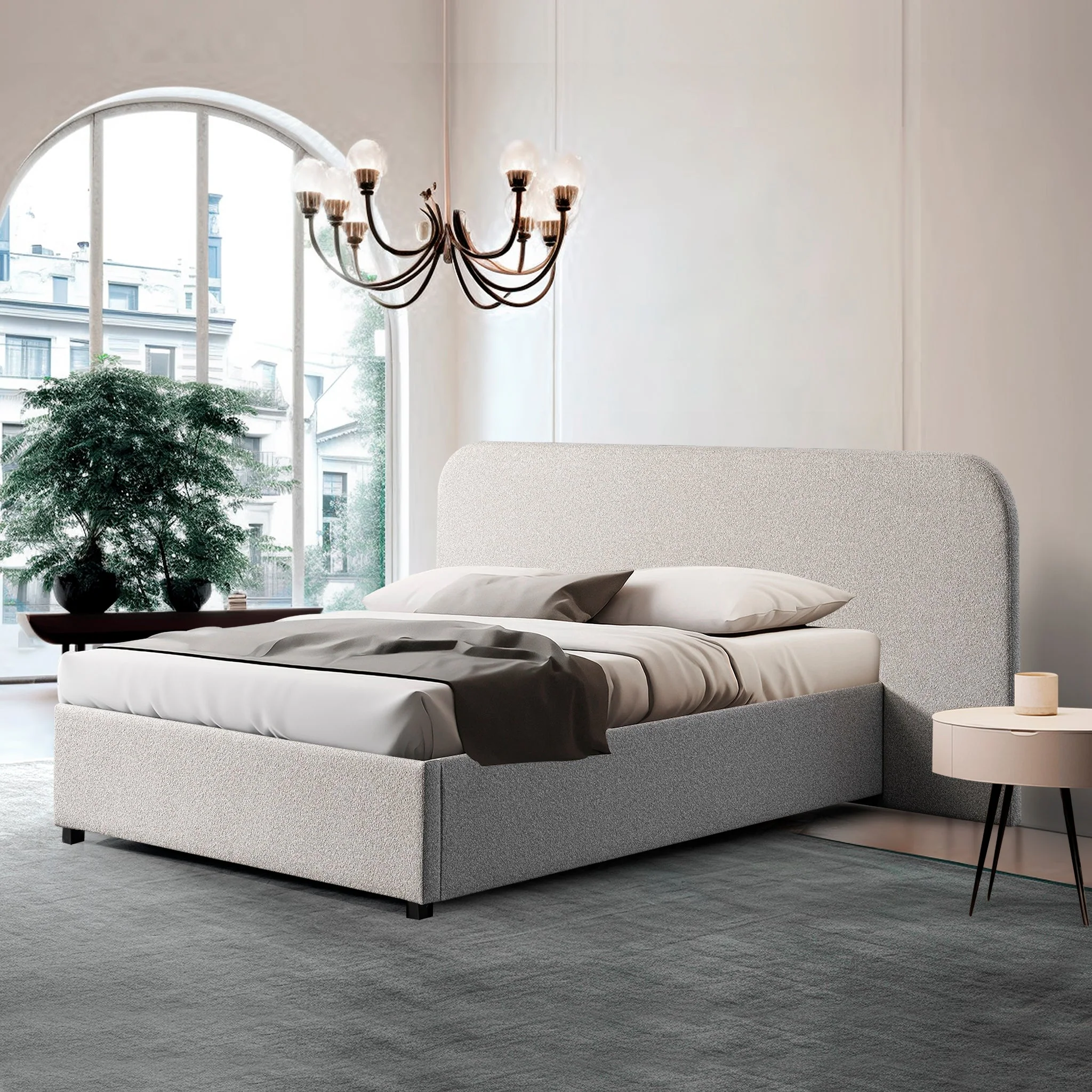 CBD10049-MI Queen Sized Bed Frame - Clay Grey with storage - Image 2