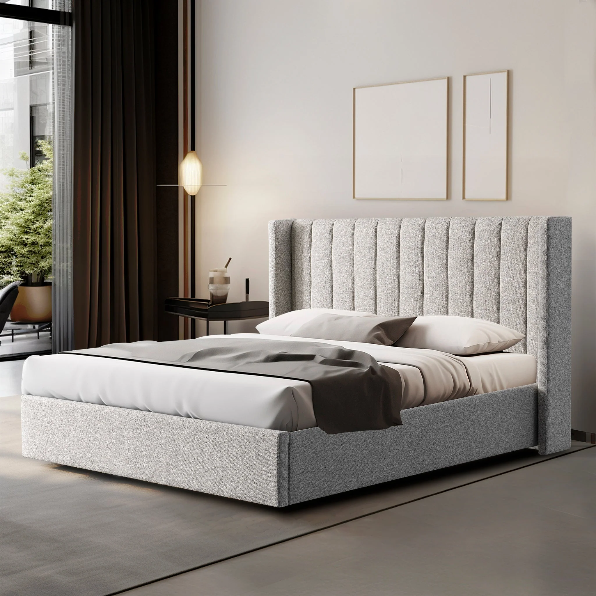 CBD10050-MI King Bed Frame - Wide Base in Clay Grey - Image 2