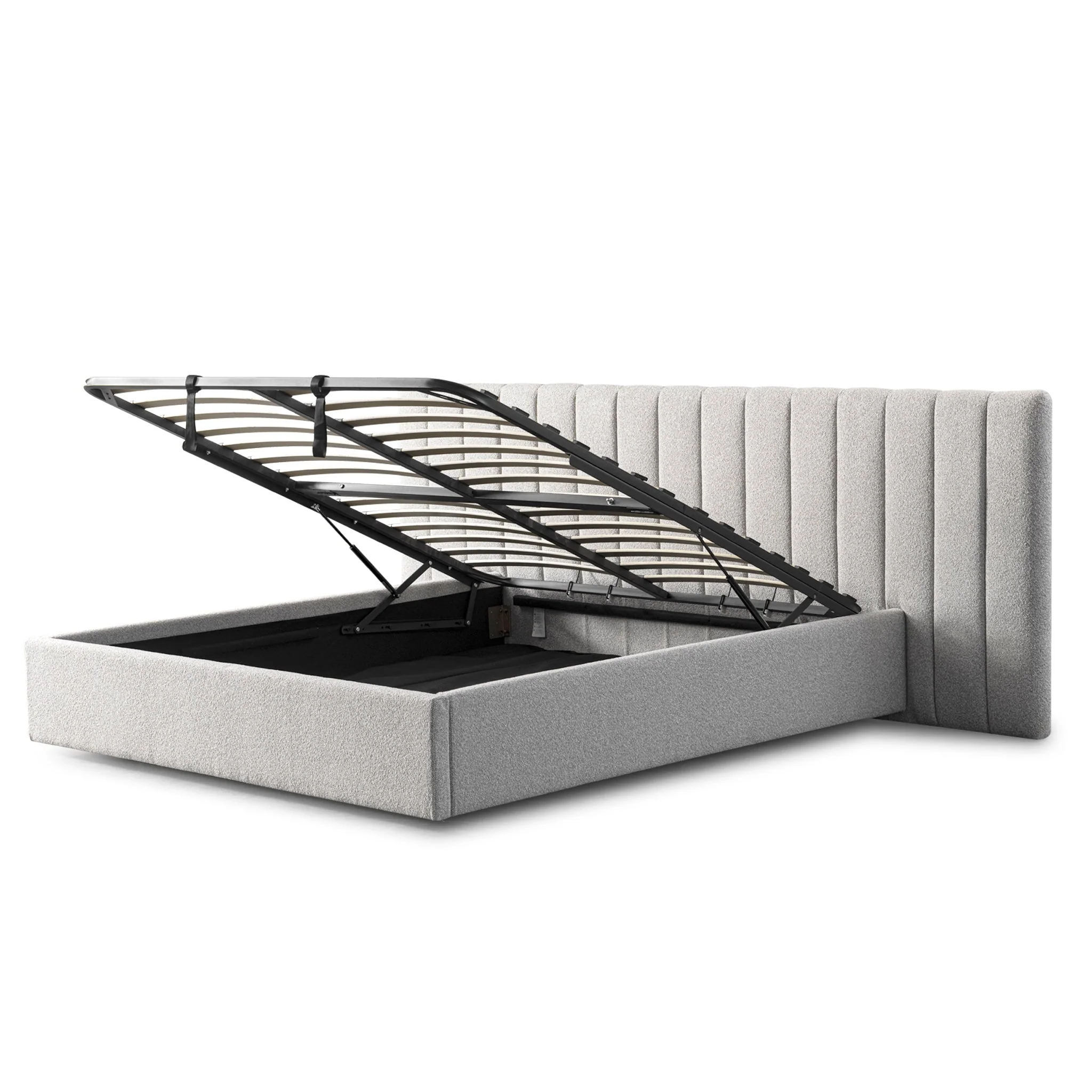 CBD10052-MI Wide Base King Sized Bed Frame - Clay Grey with Storage - Image 10