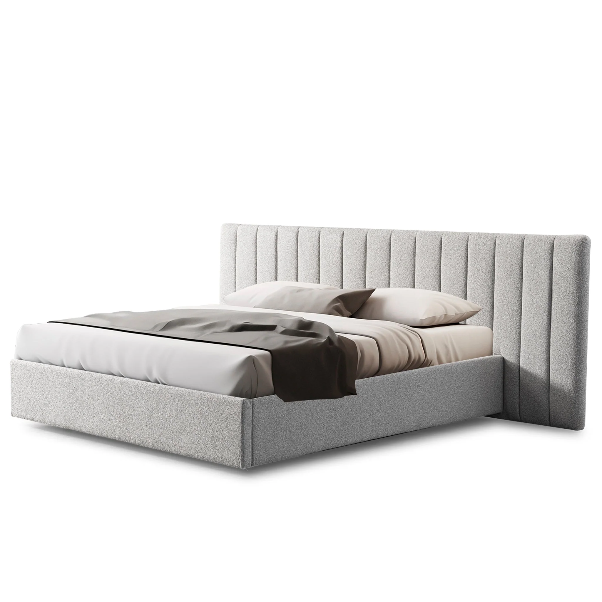 CBD10052-MI Wide Base King Sized Bed Frame - Clay Grey with Storage - Image 4