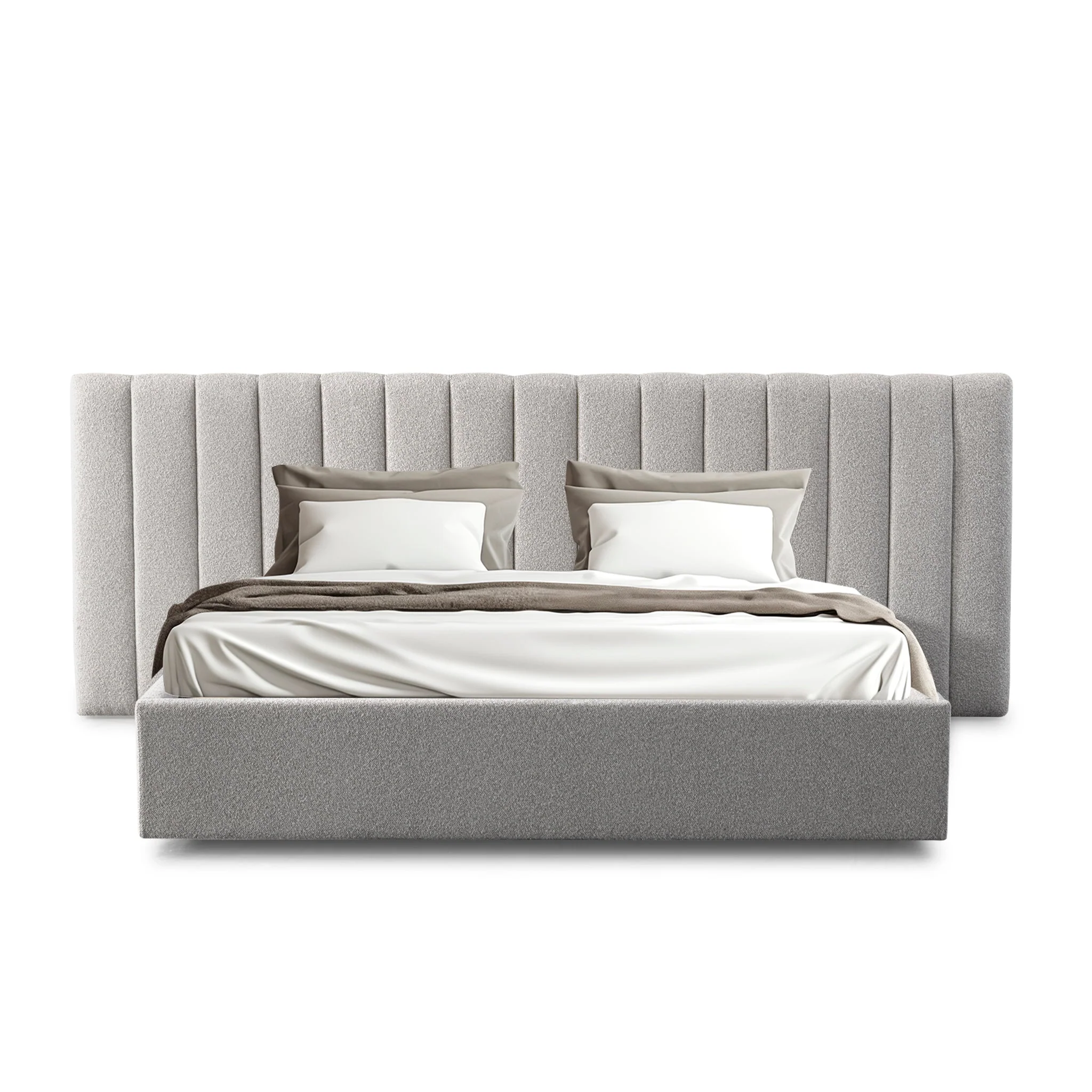 CBD10052-MI Wide Base King Sized Bed Frame - Clay Grey with Storage - Image 5
