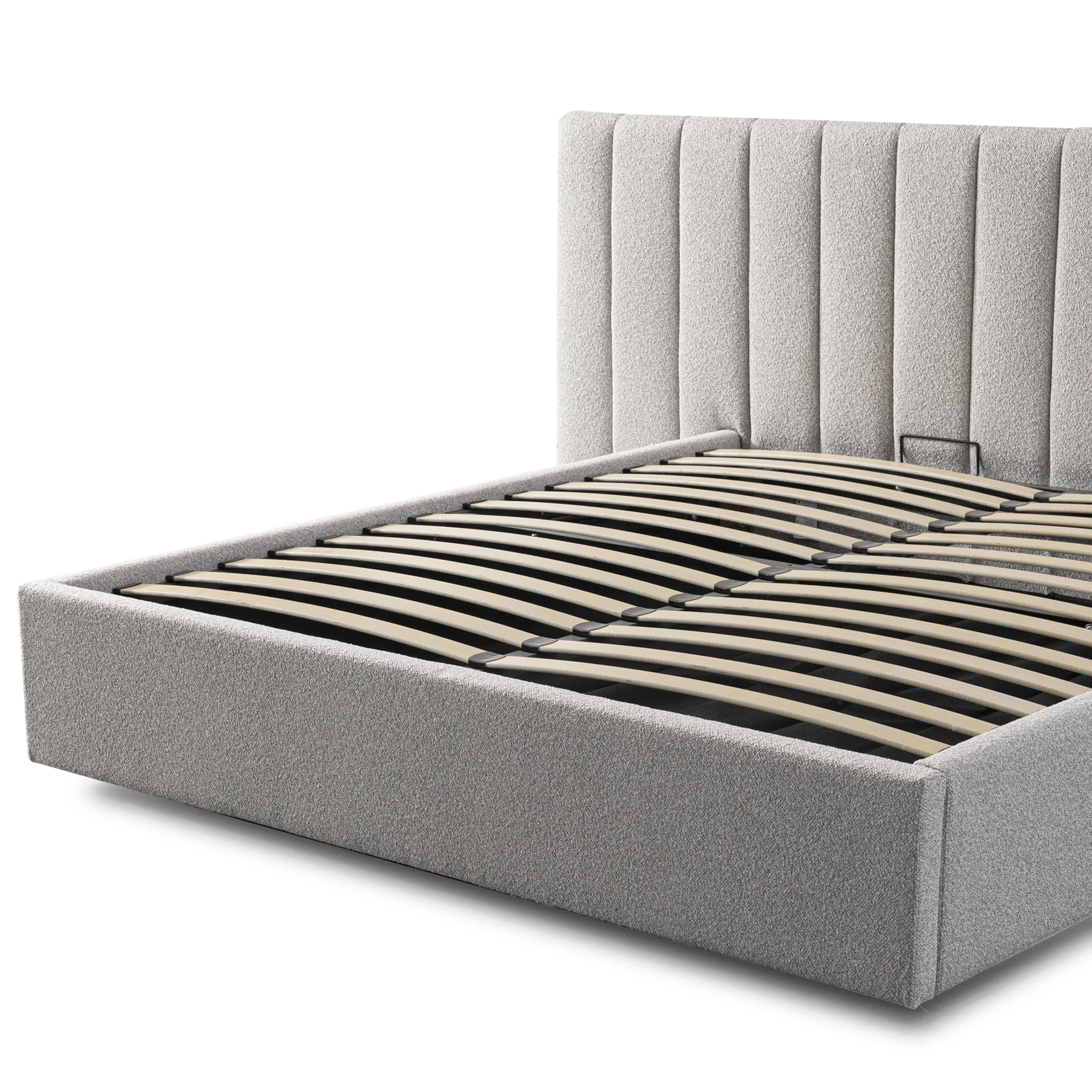 CBD10052-MI Wide Base King Sized Bed Frame - Clay Grey with Storage - Image 7