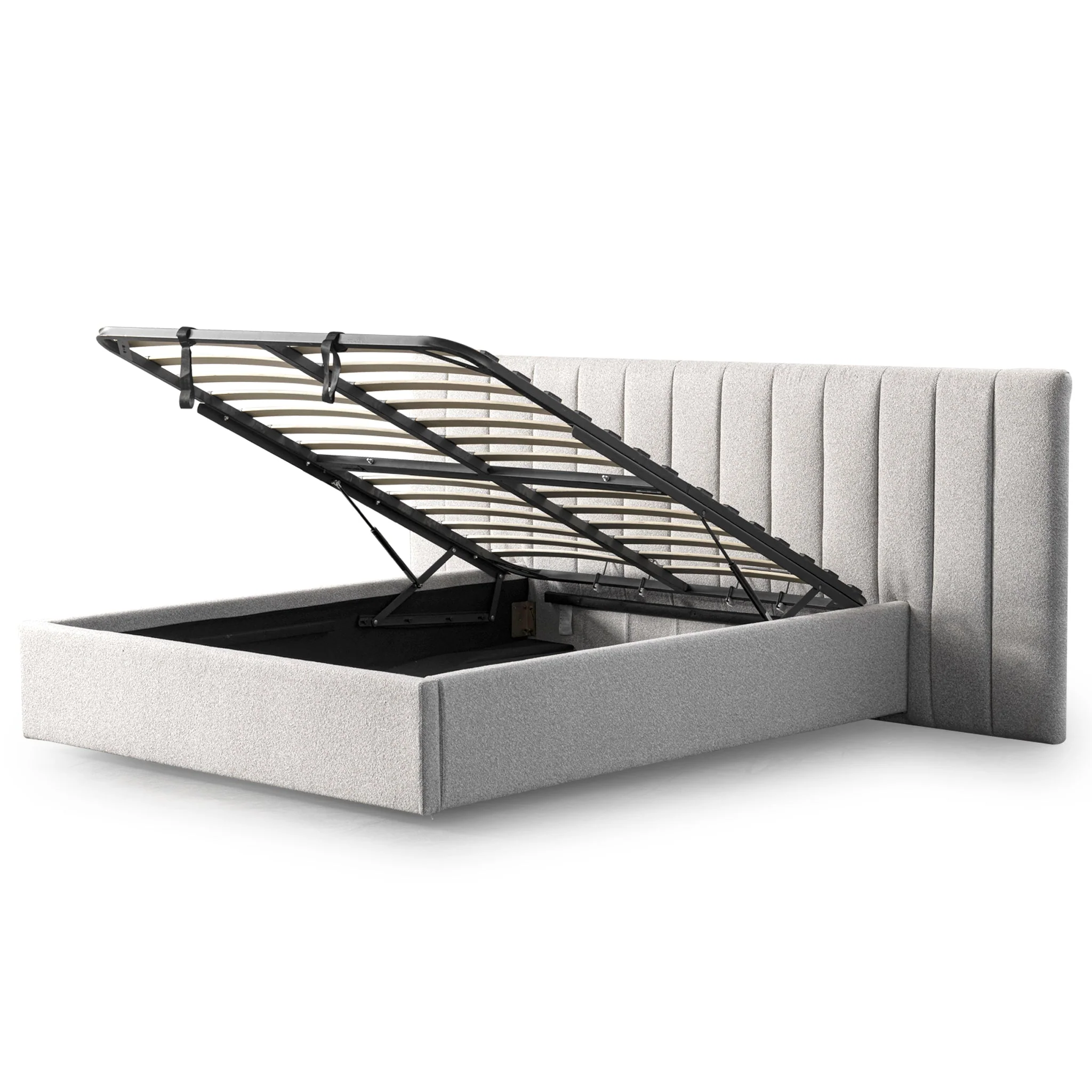 CBD10053-MI Wide Base Queen Bed Frame - Clay Grey with Storage - Image 10