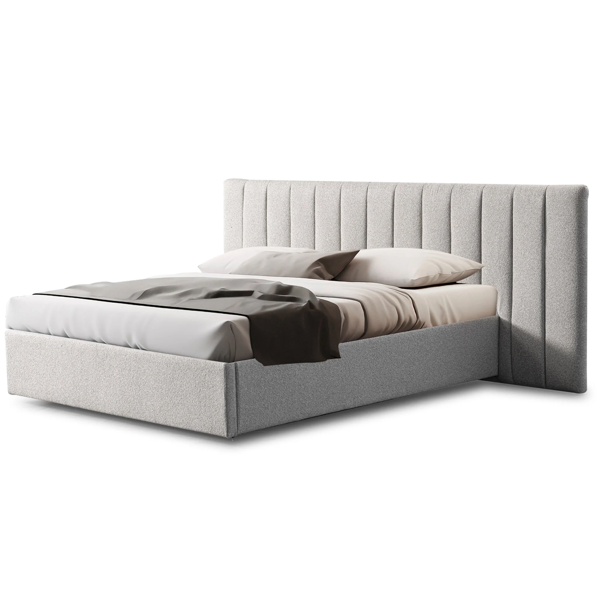 CBD10053-MI Wide Base Queen Bed Frame - Clay Grey with Storage - Image 4