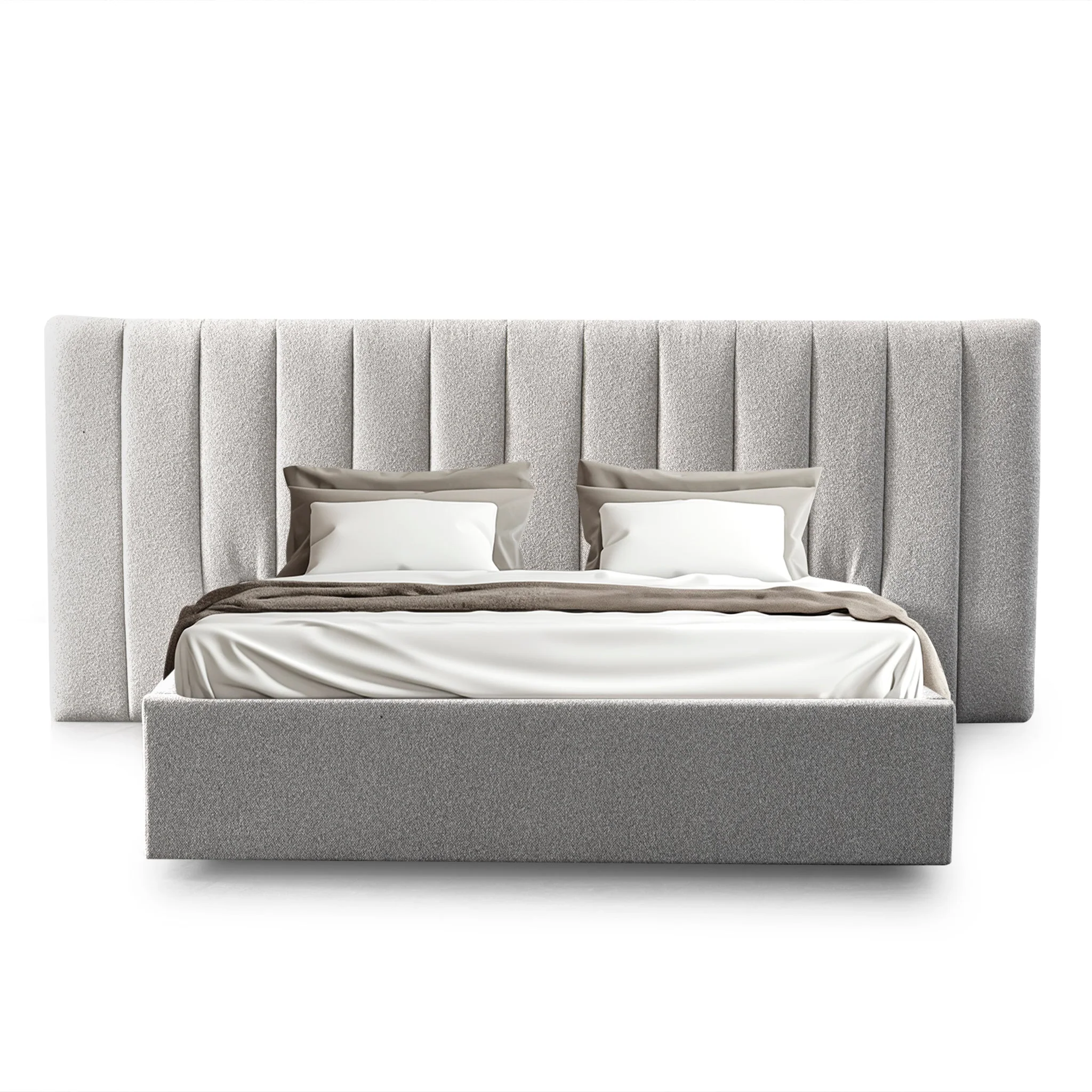 CBD10053-MI Wide Base Queen Bed Frame - Clay Grey with Storage - Image 5