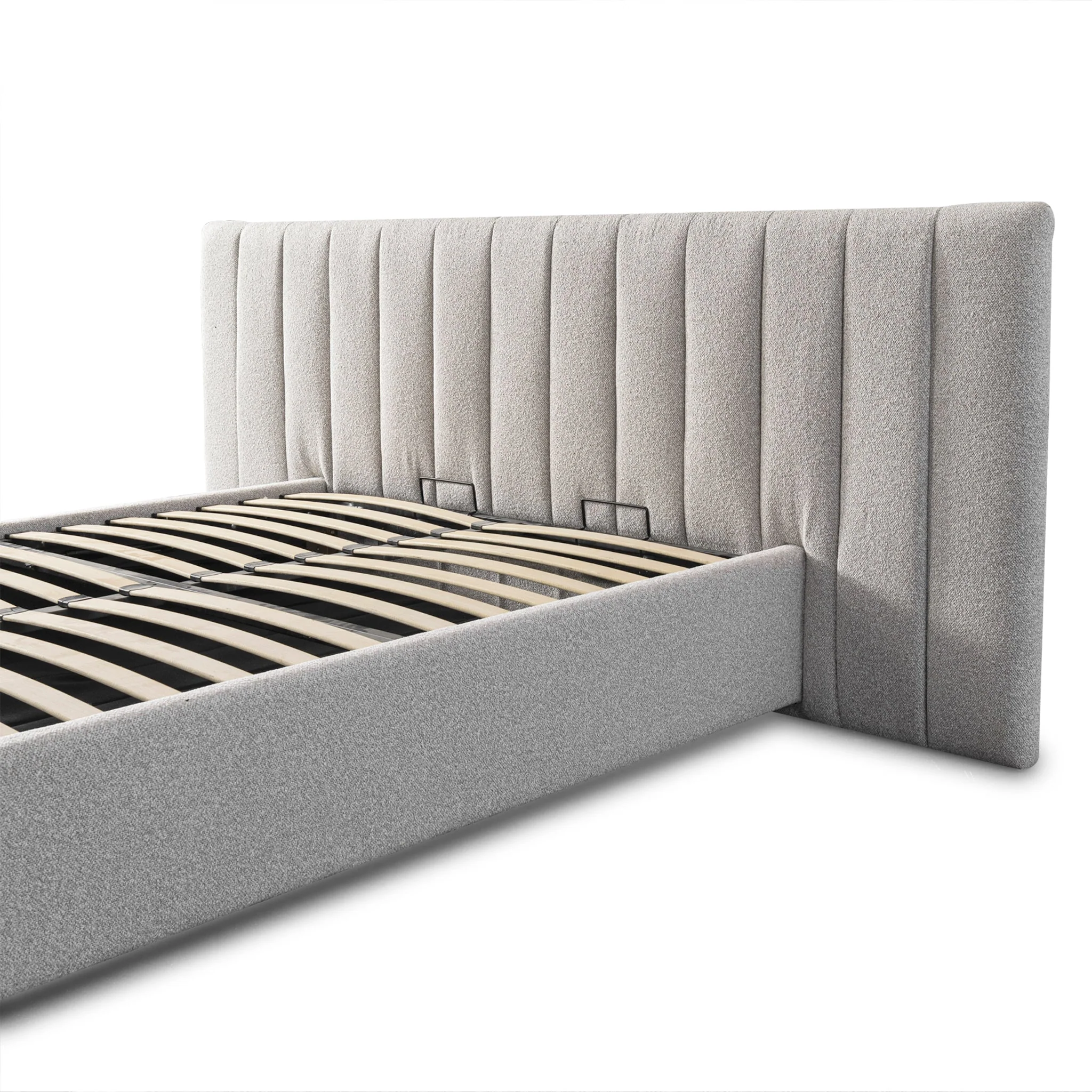 CBD10053-MI Wide Base Queen Bed Frame - Clay Grey with Storage - Image 8