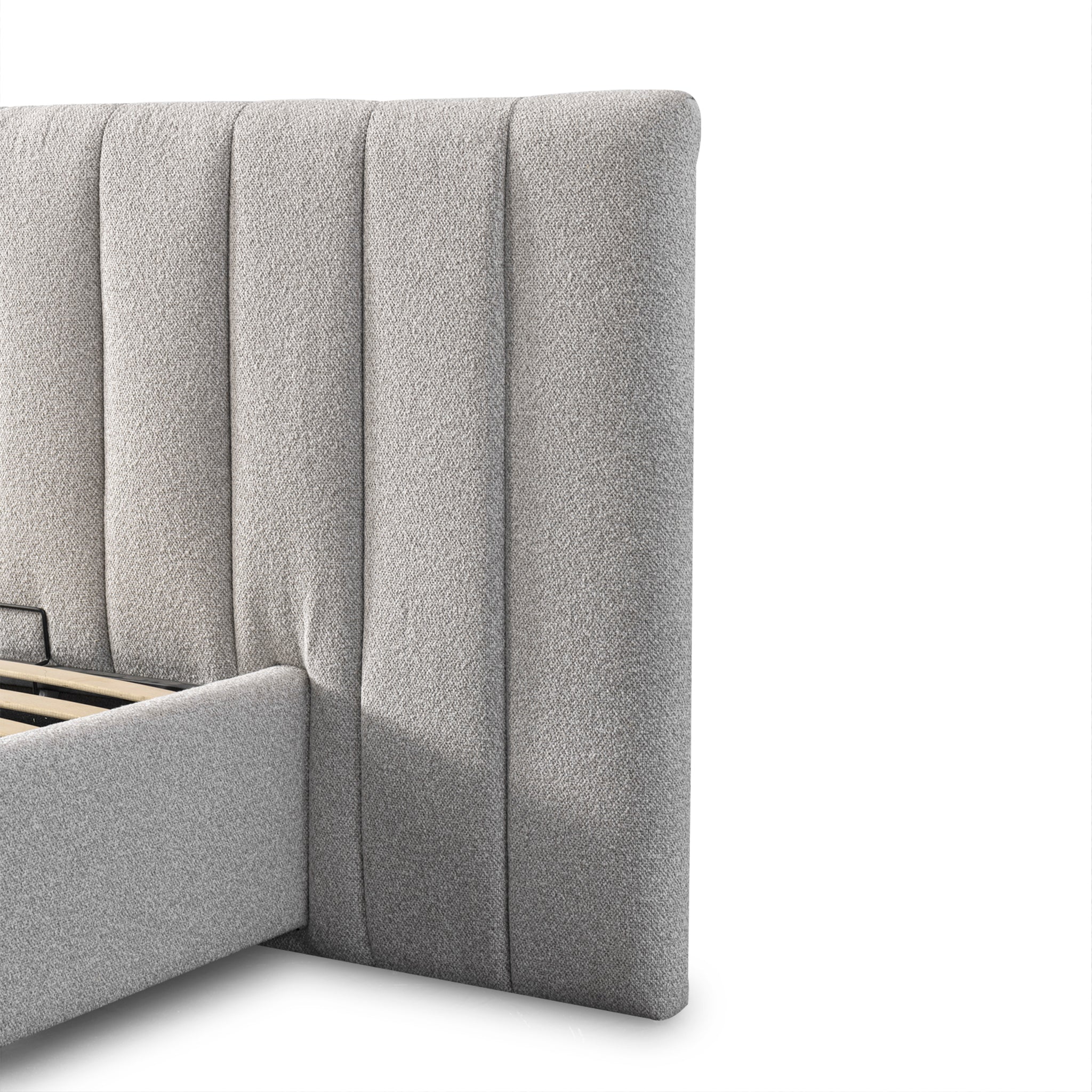 CBD10053-MI Wide Base Queen Bed Frame - Clay Grey with Storage - Image 9