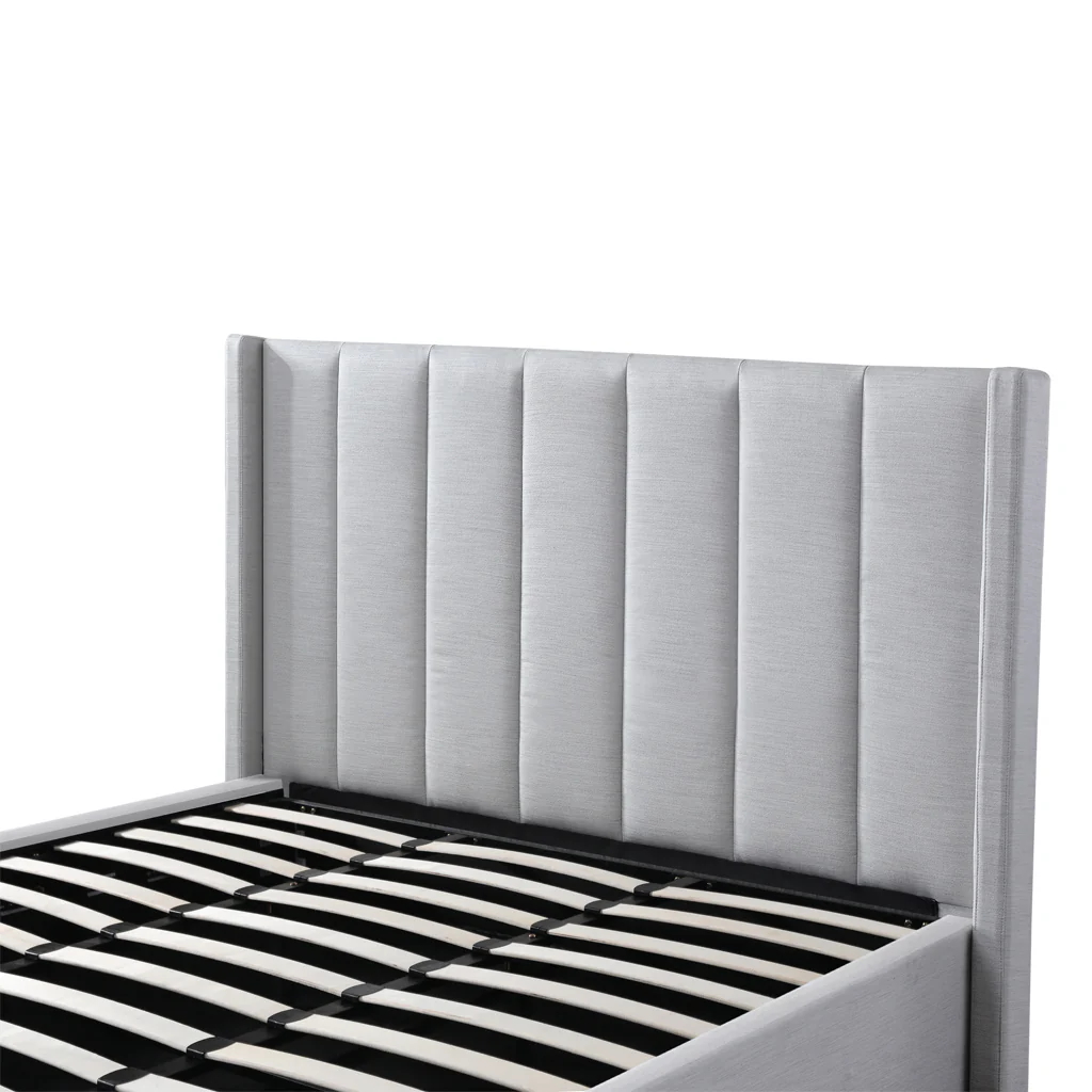 CBD6022-YO Fabric King Bed Frame - Pearl Grey with Storage - Image 5