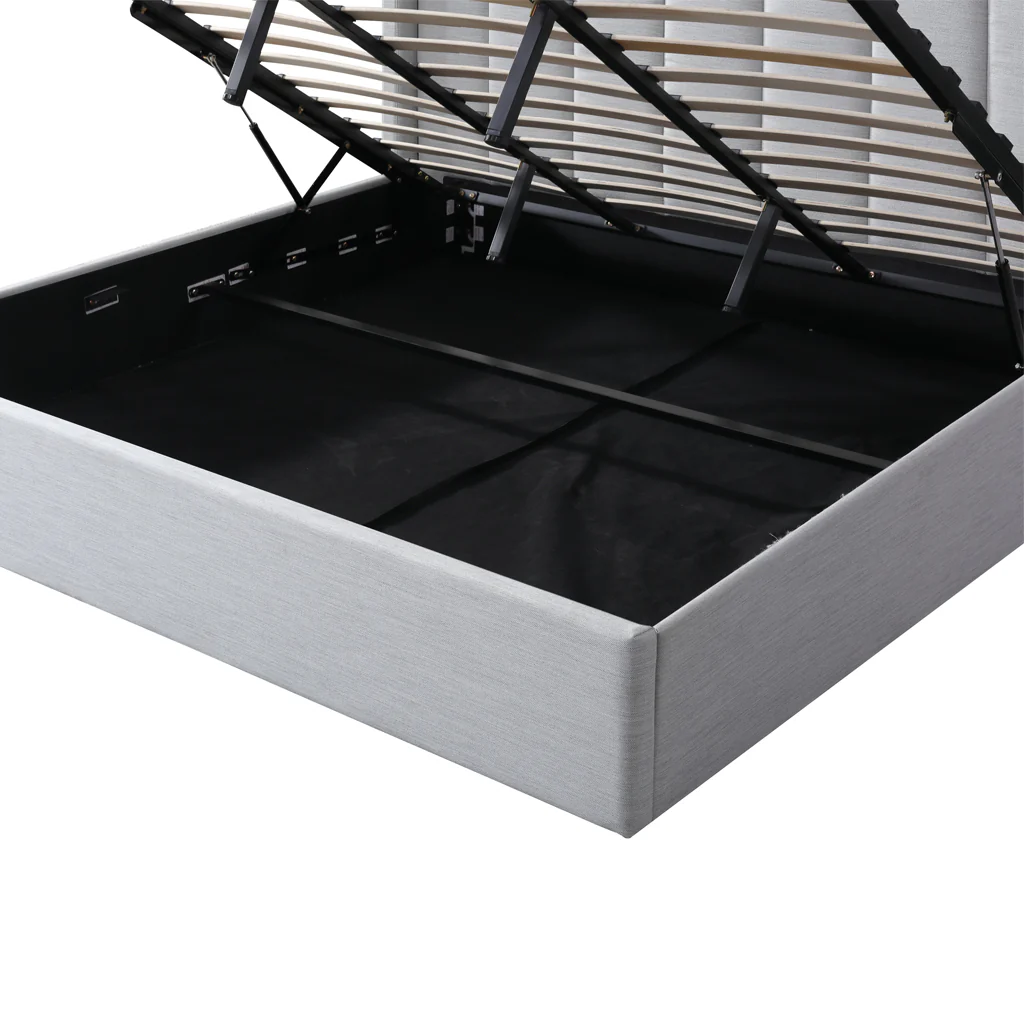 CBD6022-YO Fabric King Bed Frame - Pearl Grey with Storage - Image 8