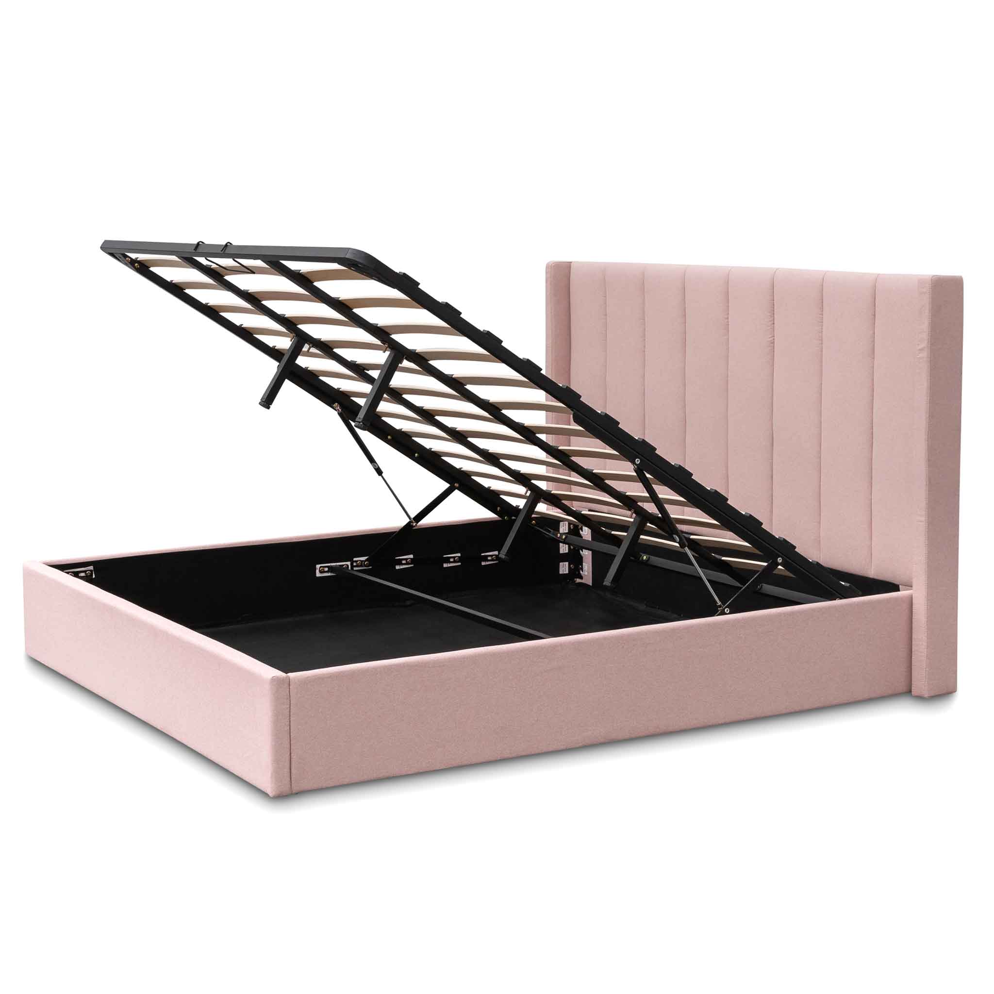 CBD6357-YO Fabric King Bed - Blush Pink with Storage - Image 4
